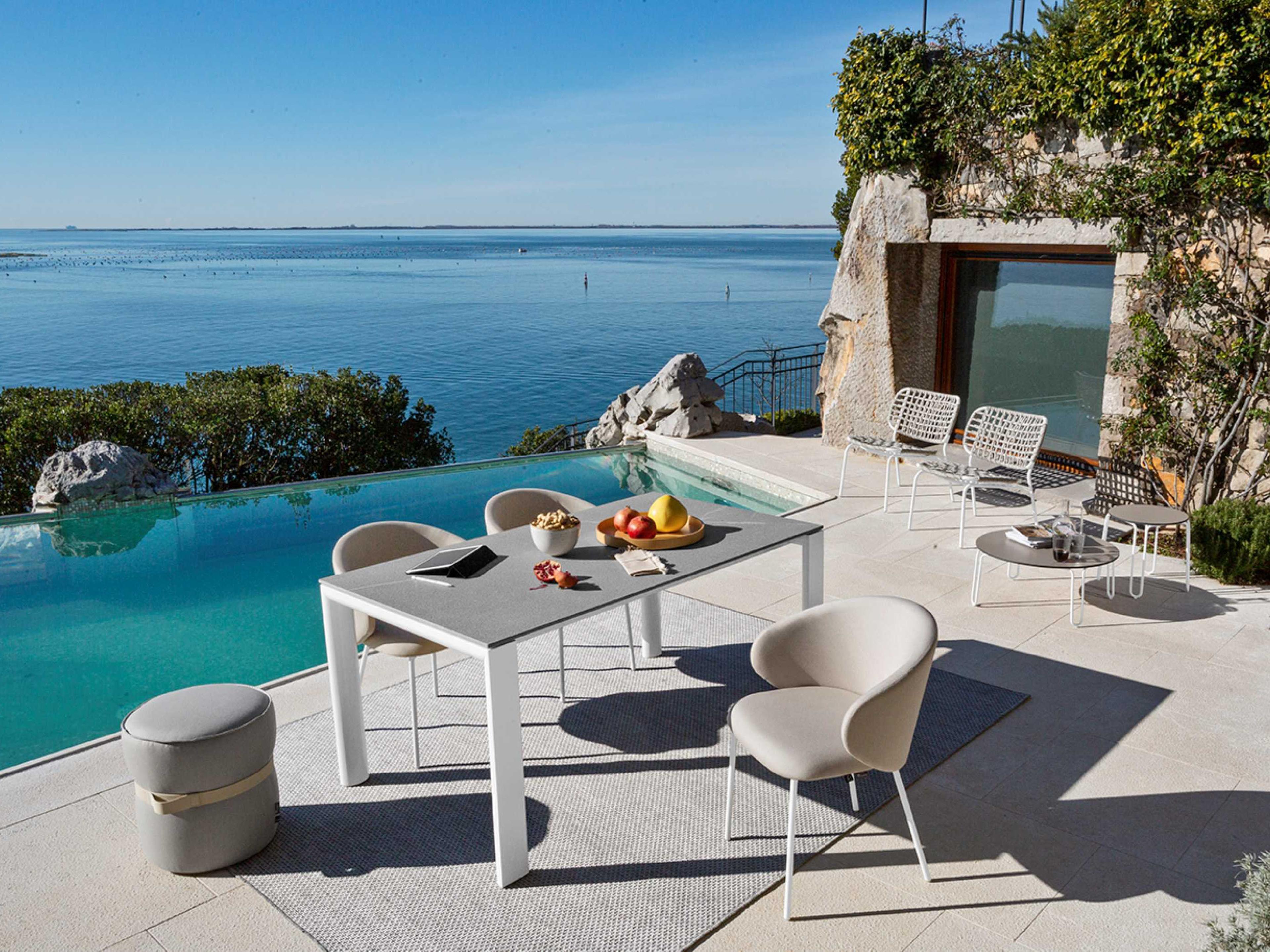 Connubia Outdoor Dorian Matt Optic White / Piasentina Grey Black Resin Metal Ceramic Rectangular Dining Table