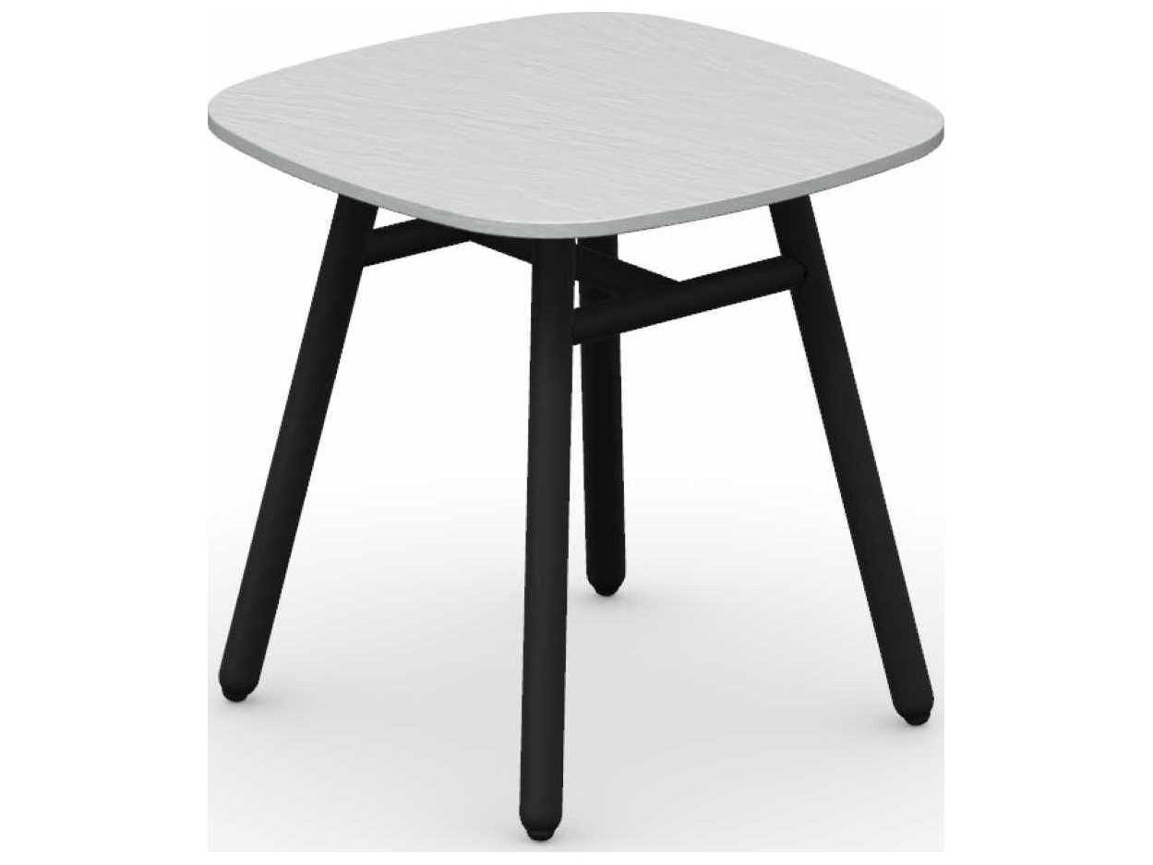 Yo Matt Black / Slate White Aluminum Ceramic Square End Table