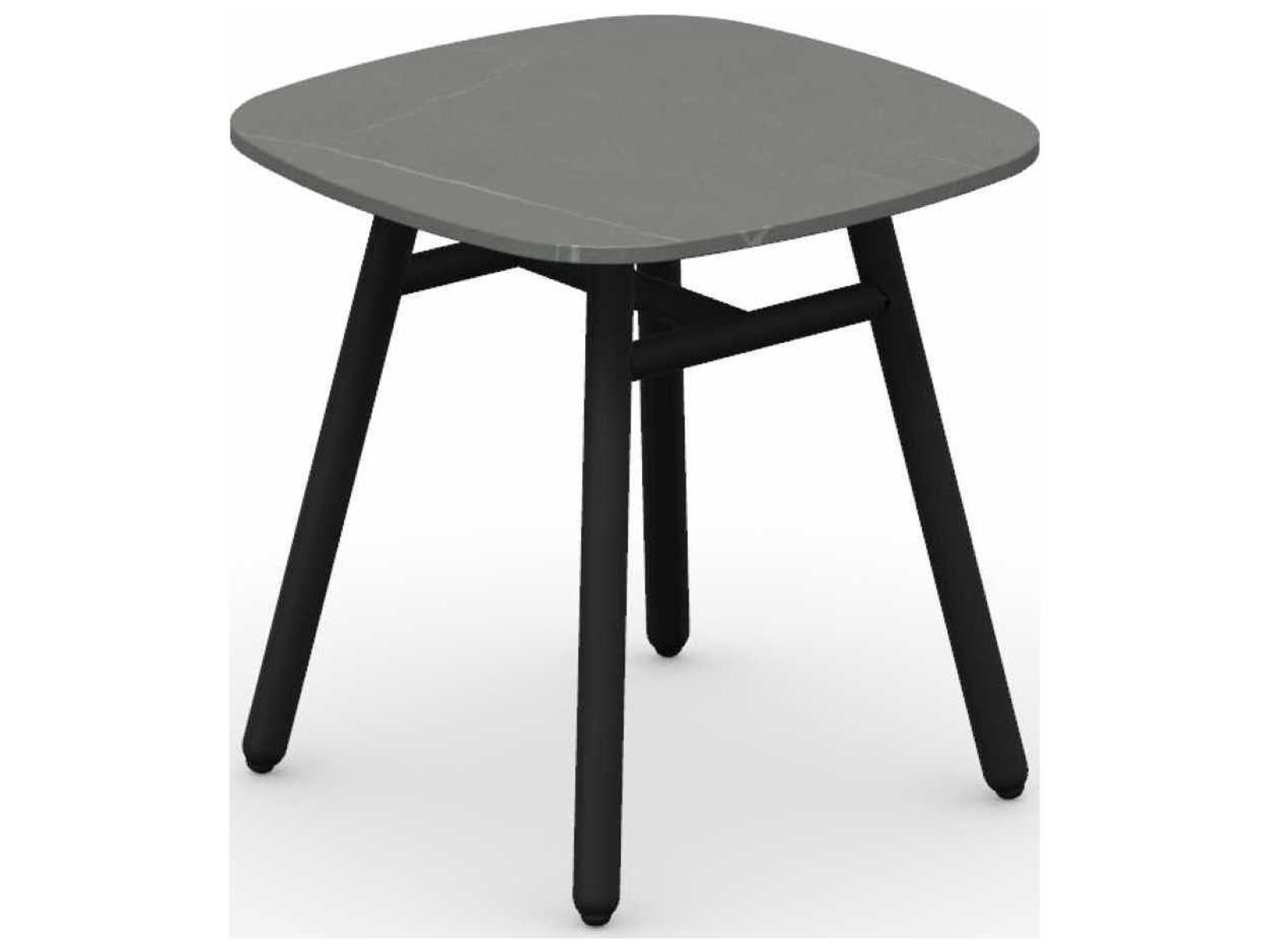 Yo Matt Black / Piasentina Grey Aluminum Ceramic Square End Table