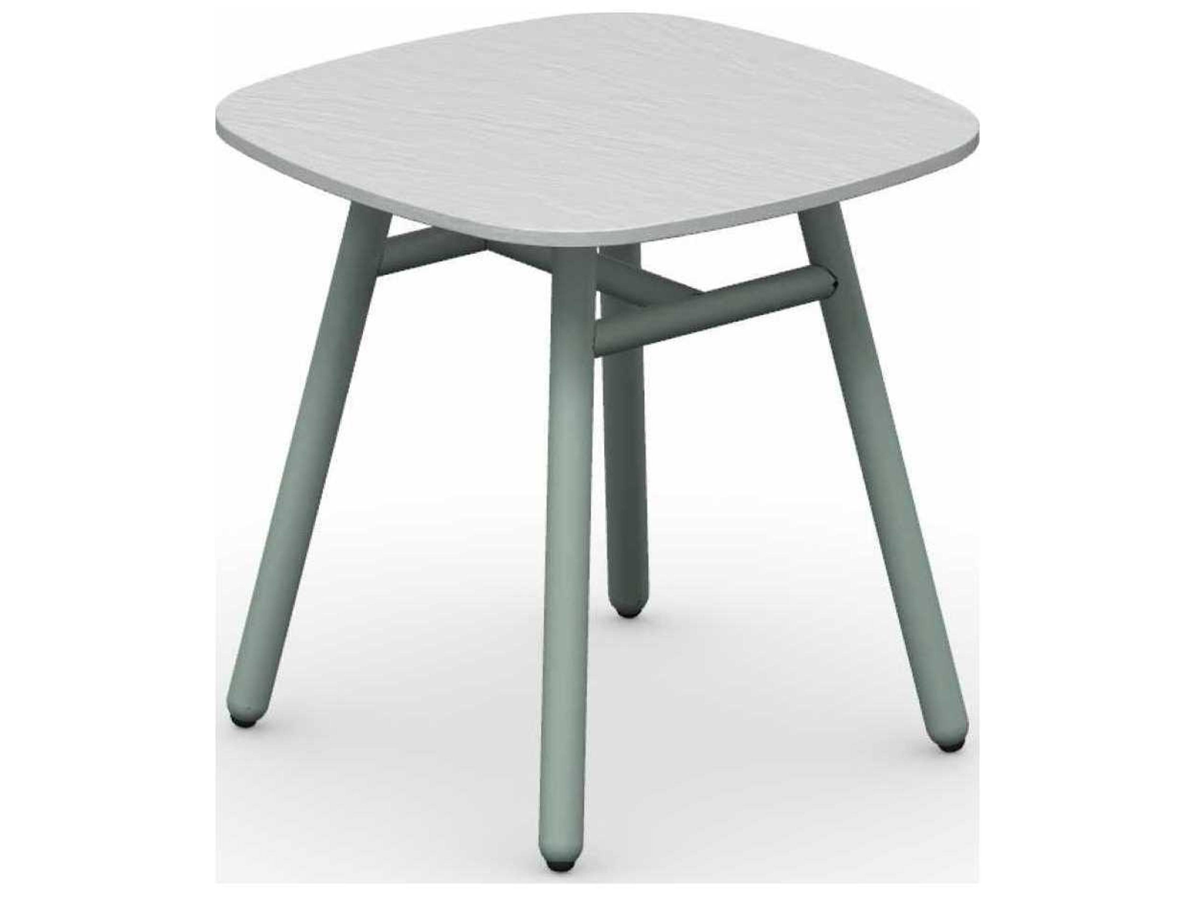 Yo Matt Thyme Green / Slate White Aluminum Ceramic Square End Table