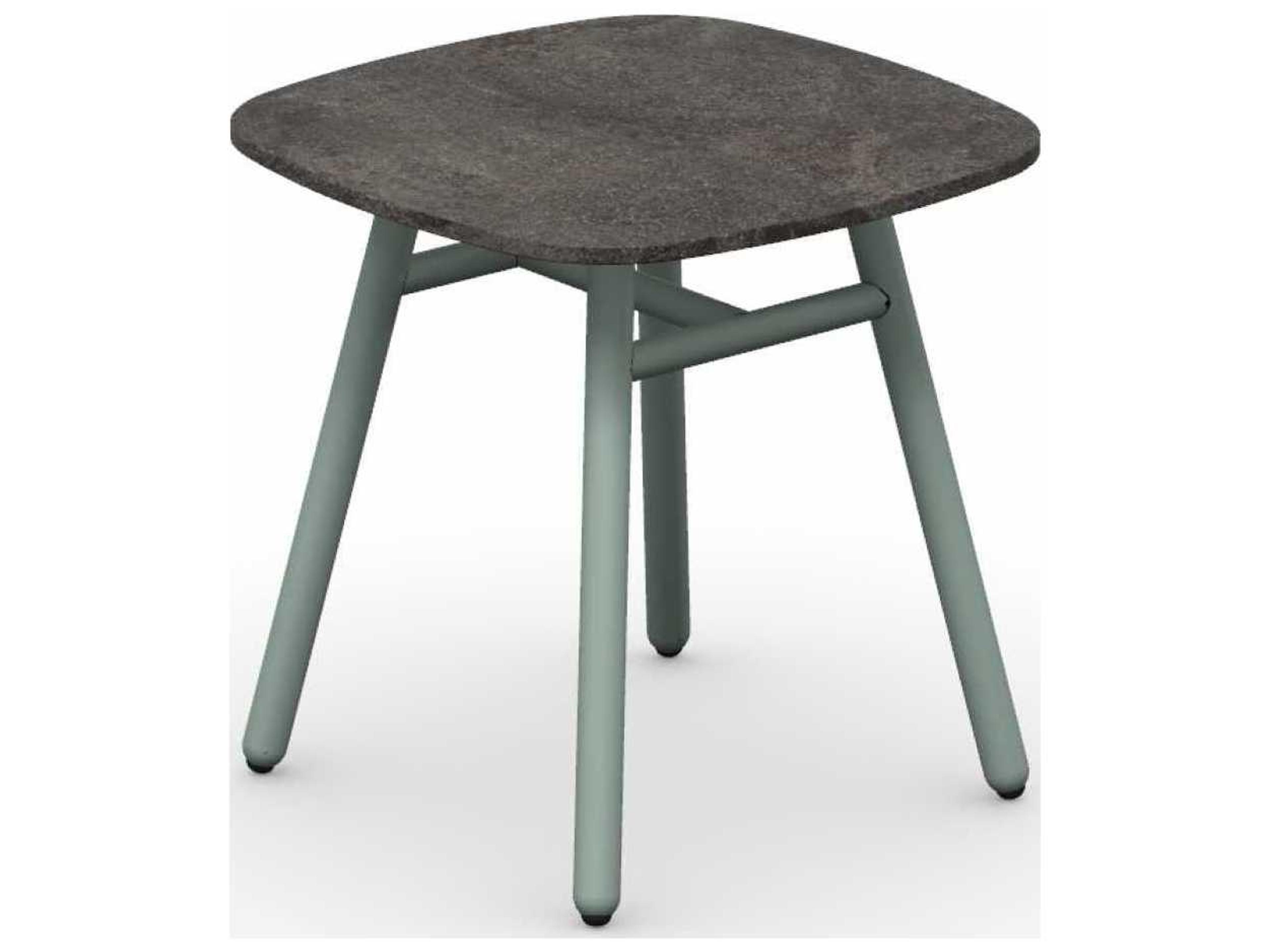 Yo Matt Thyme Green / Porphyry Brown Aluminum Ceramic Square End Table