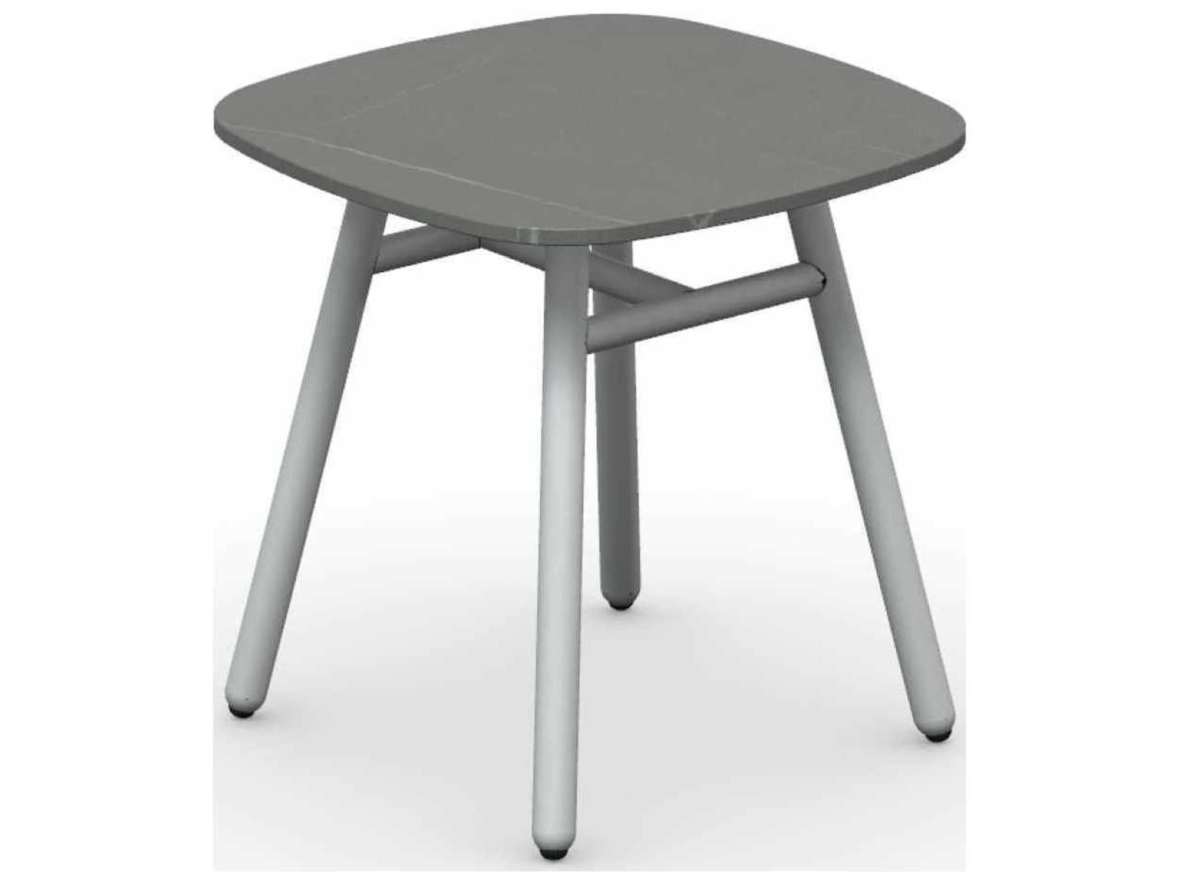 Yo Matt Optic White / Piasentina Grey Aluminum Ceramic Square End Table