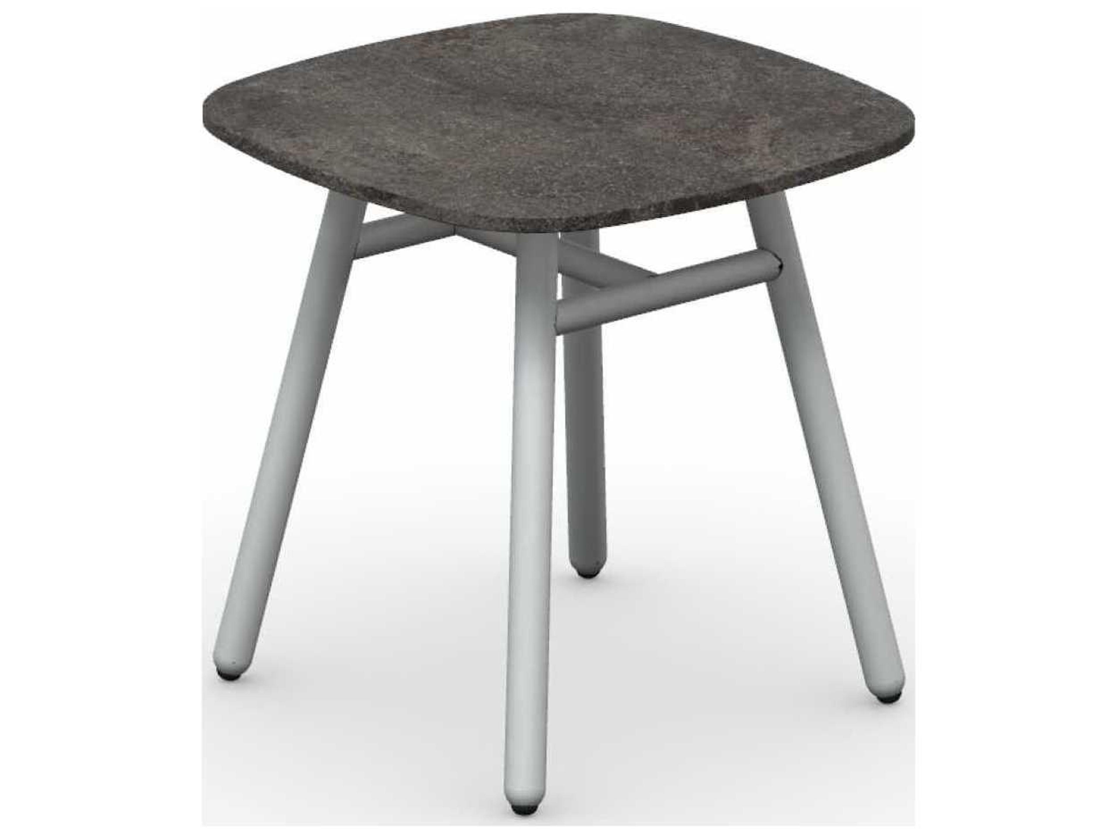 Yo Matt Optic White / Porphyry Brown Aluminum Ceramic Square End Table