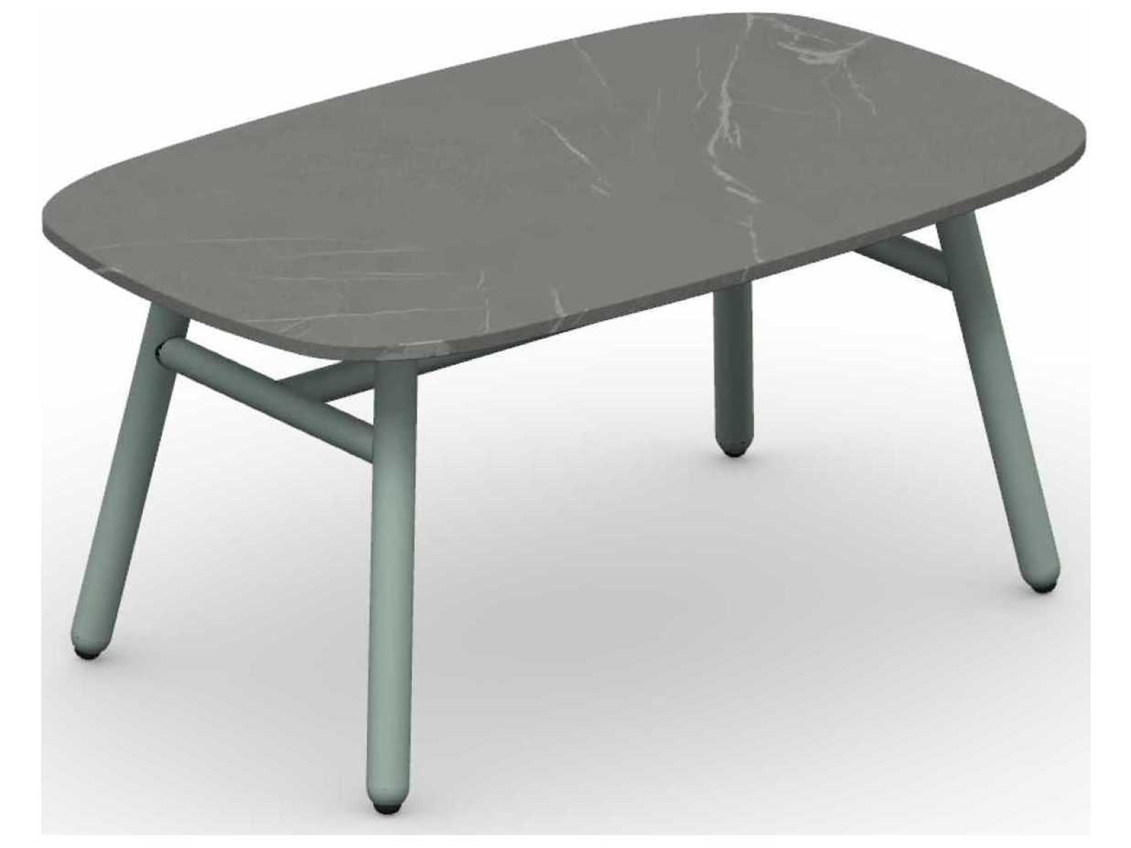 Yo Matt Thyme Green / Piasentina Grey Aluminum Ceramic Rectangular Coffee Table