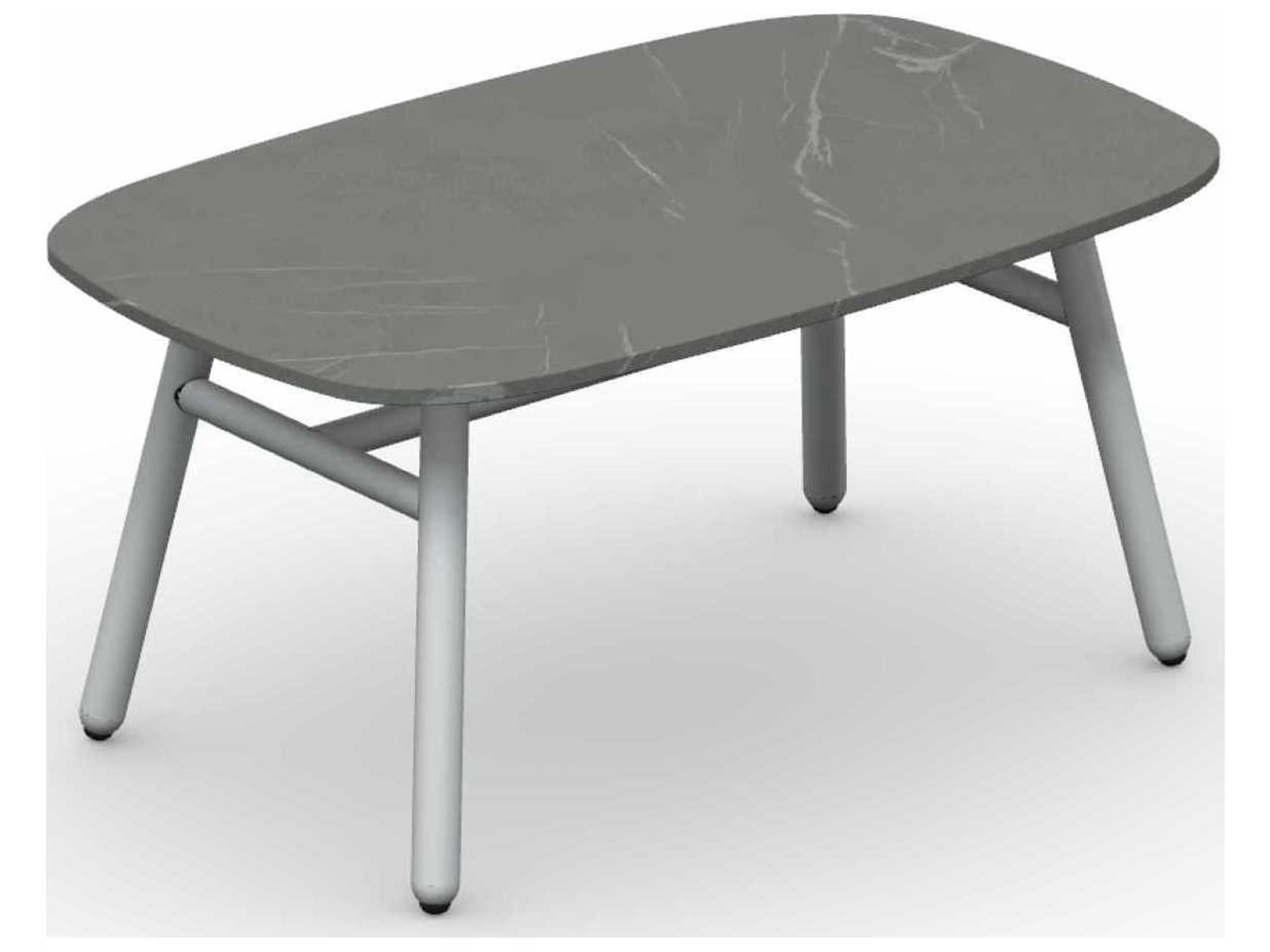 Yo Matt Optic White / Piasentina Grey Aluminum Ceramic Rectangular Coffee Table