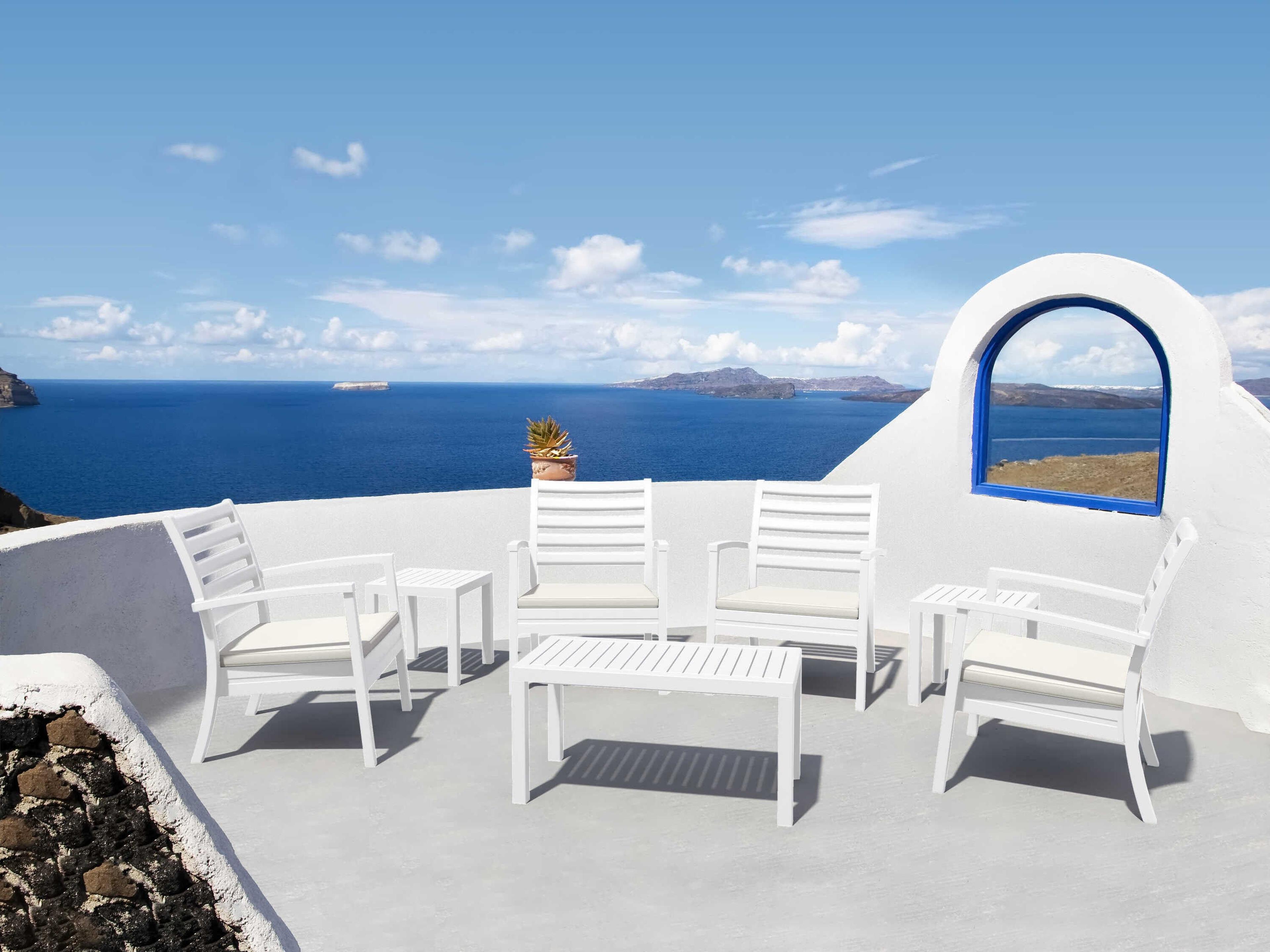 Artemis White Polypropylene Cushion Lounge Set