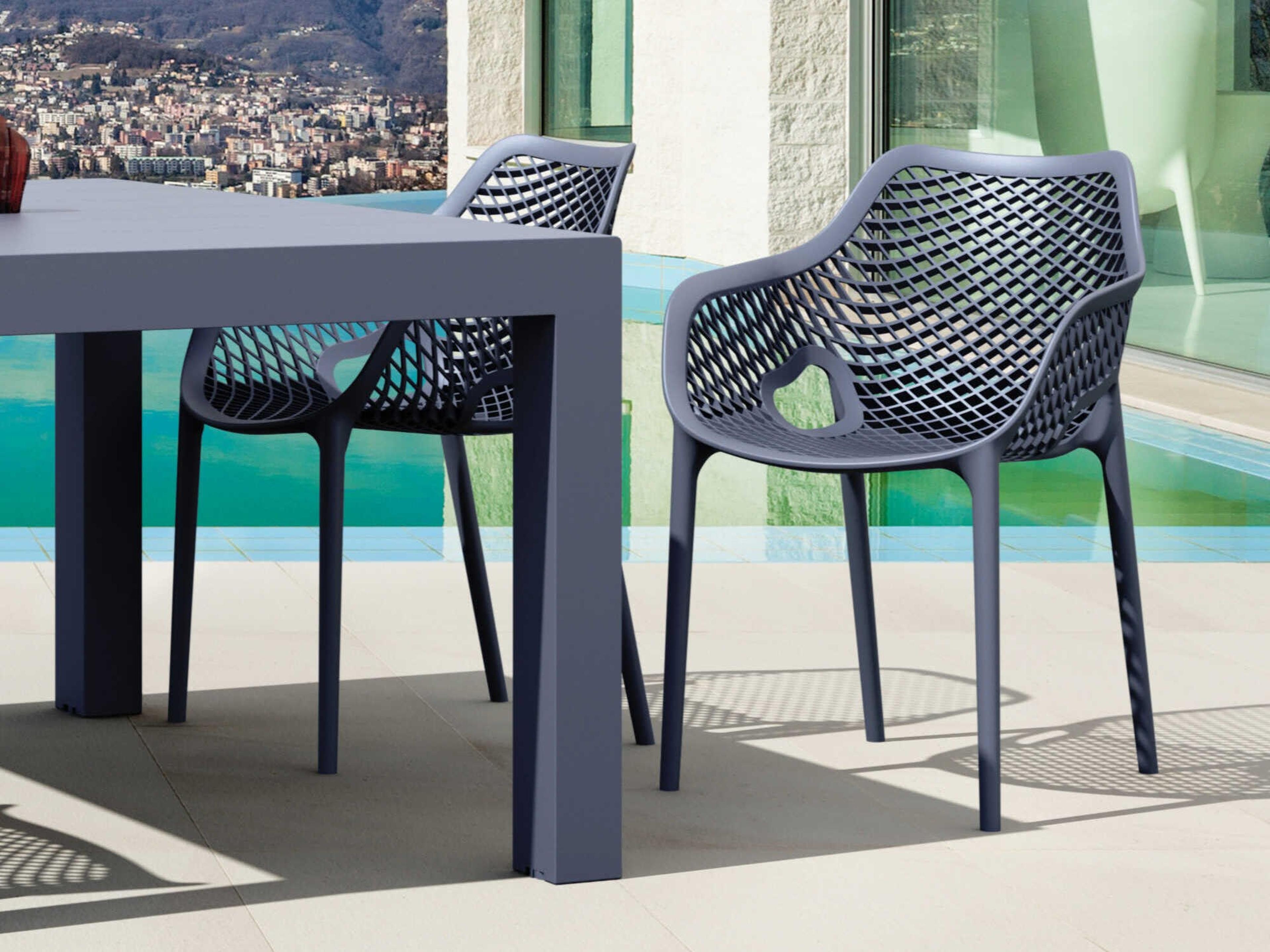 Compamia Air Dark Gray Polypropylene Dining Set