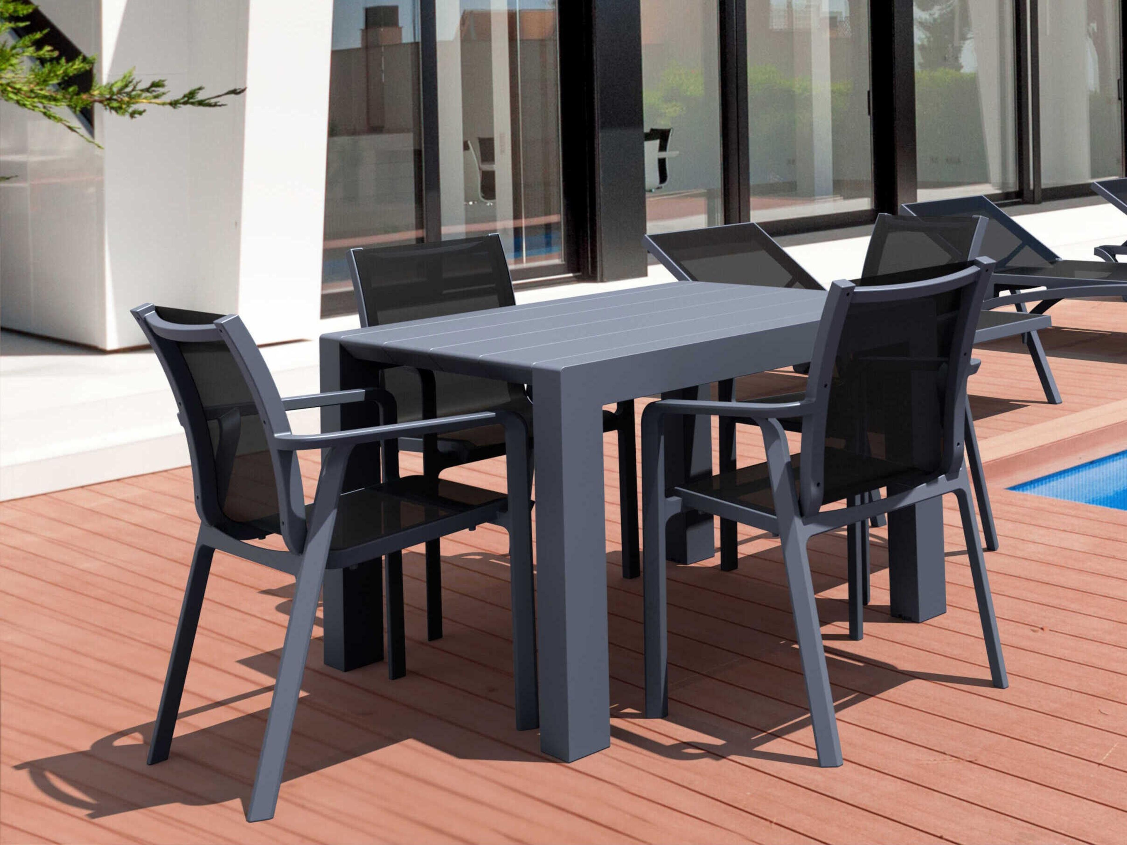 Pacific Dark Gray Black Resin Dining Set