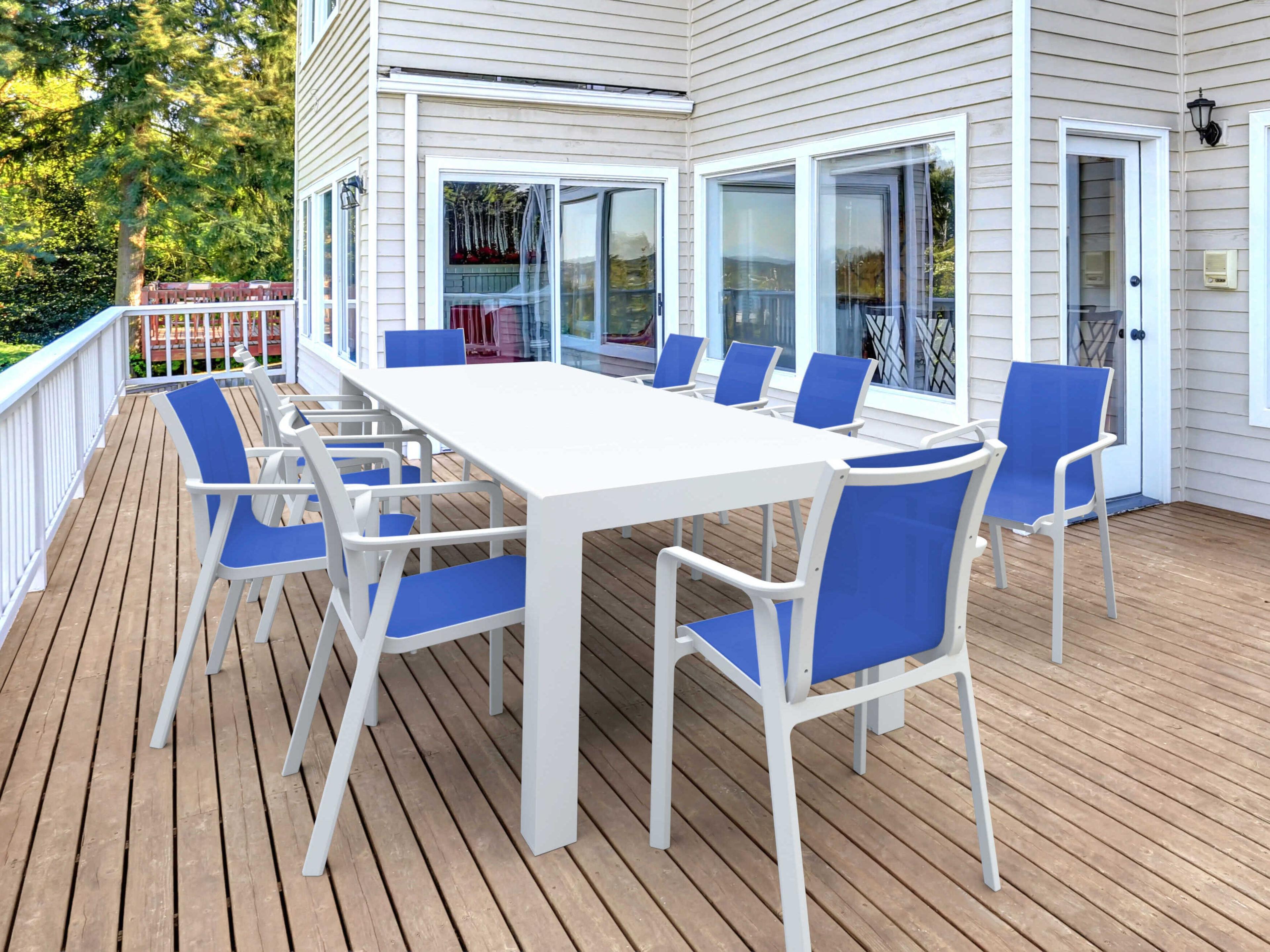 Pacific White Blue Resin Dining Set