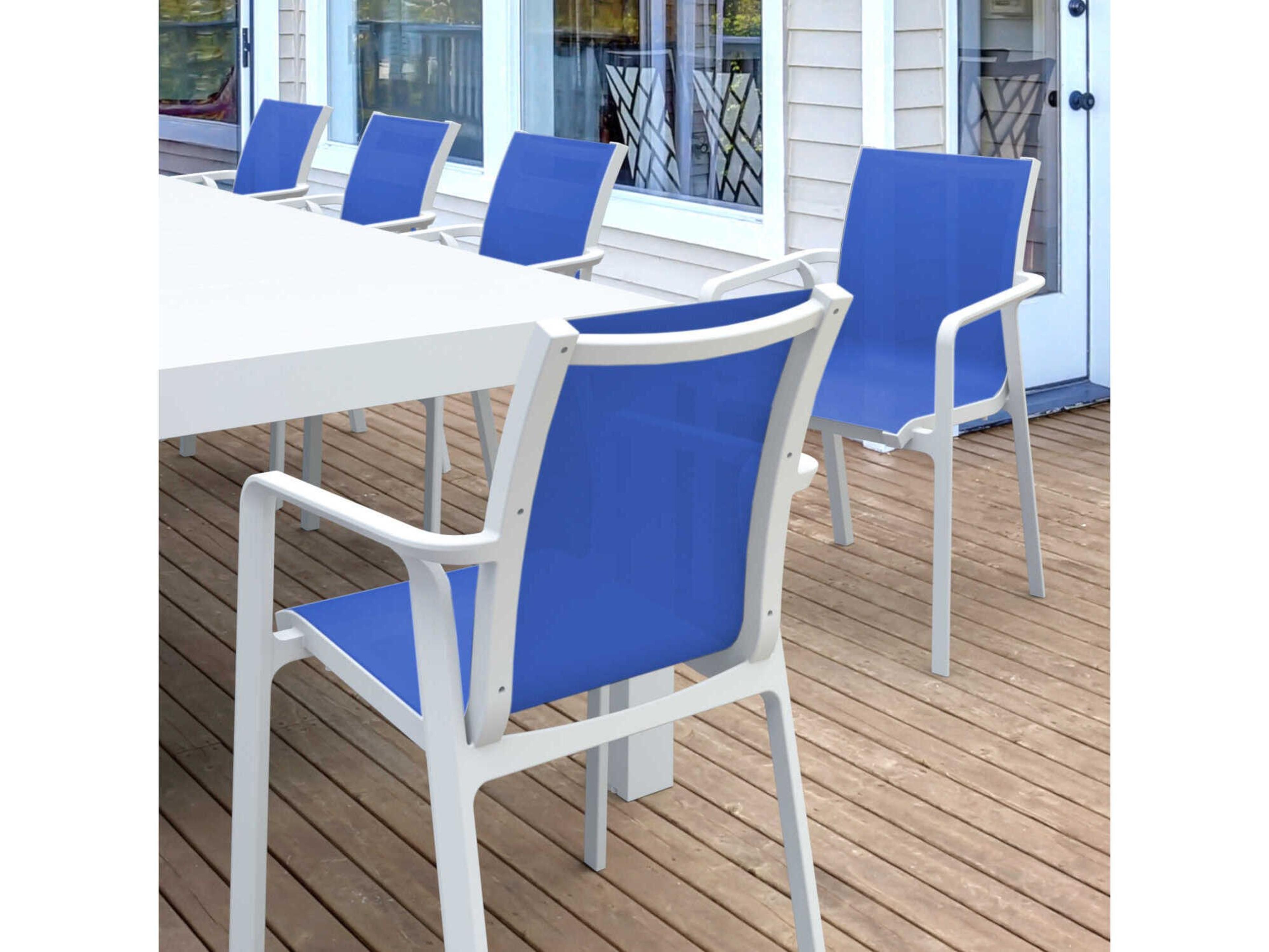 Compamia Pacific White Blue Resin Dining Set
