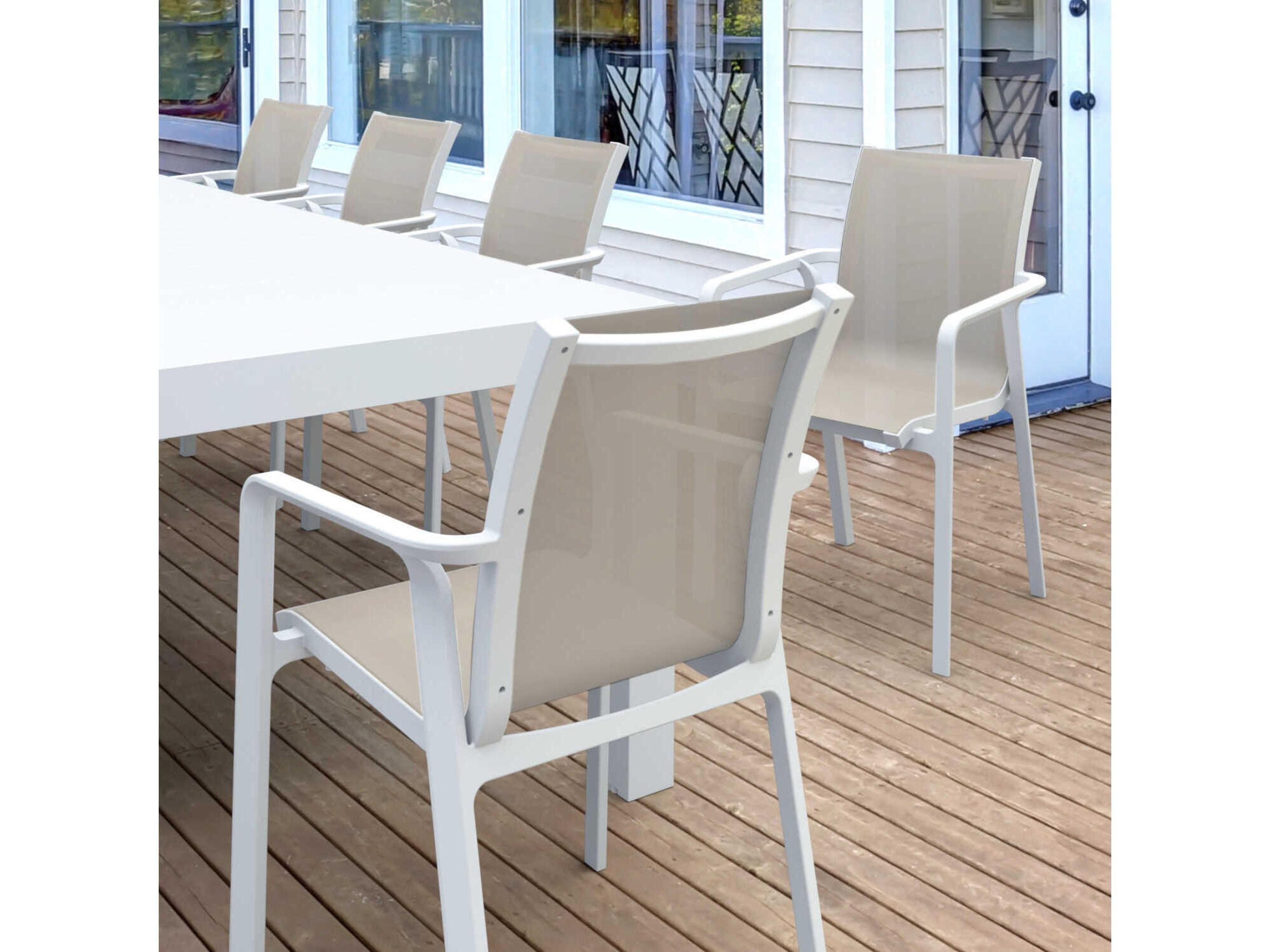 Compamia Pacific White Taupe Resin Dining Set