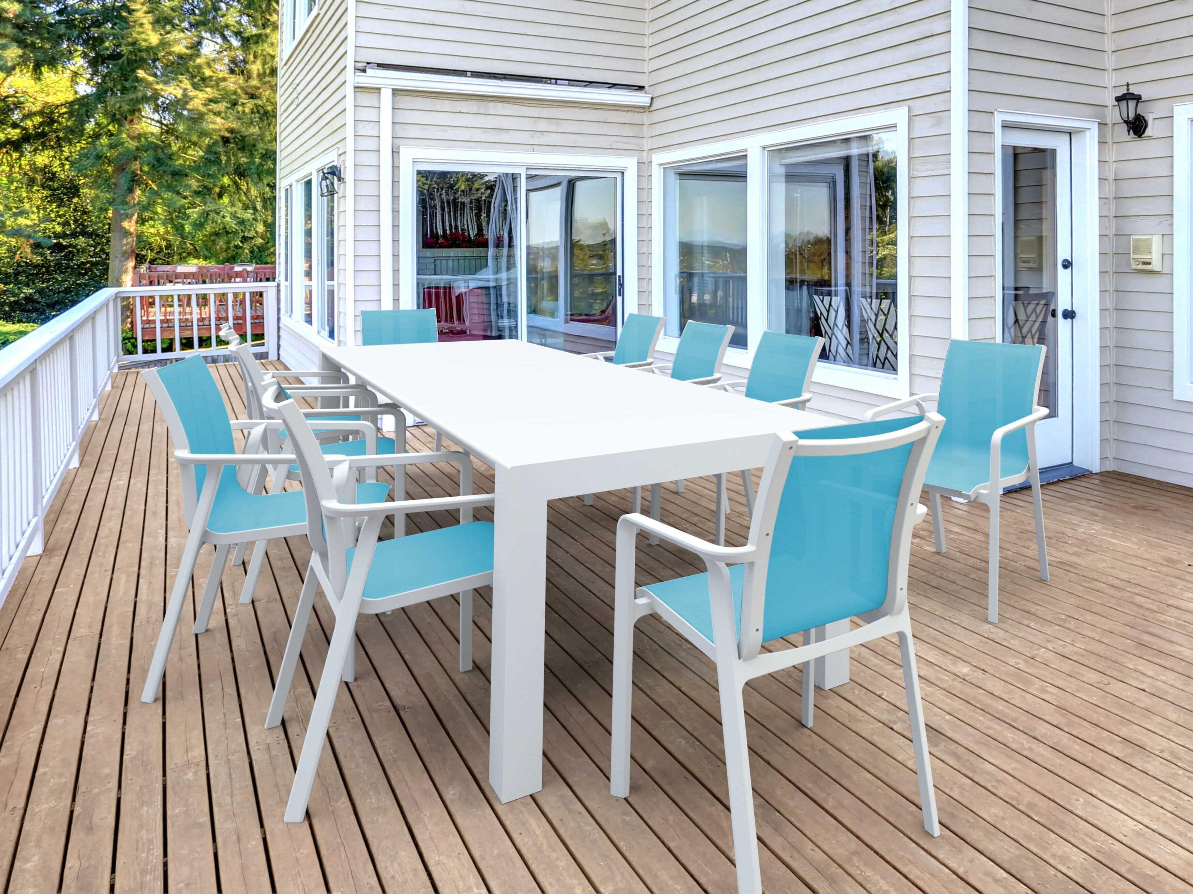 Pacific White Turquoise Resin Dining Set