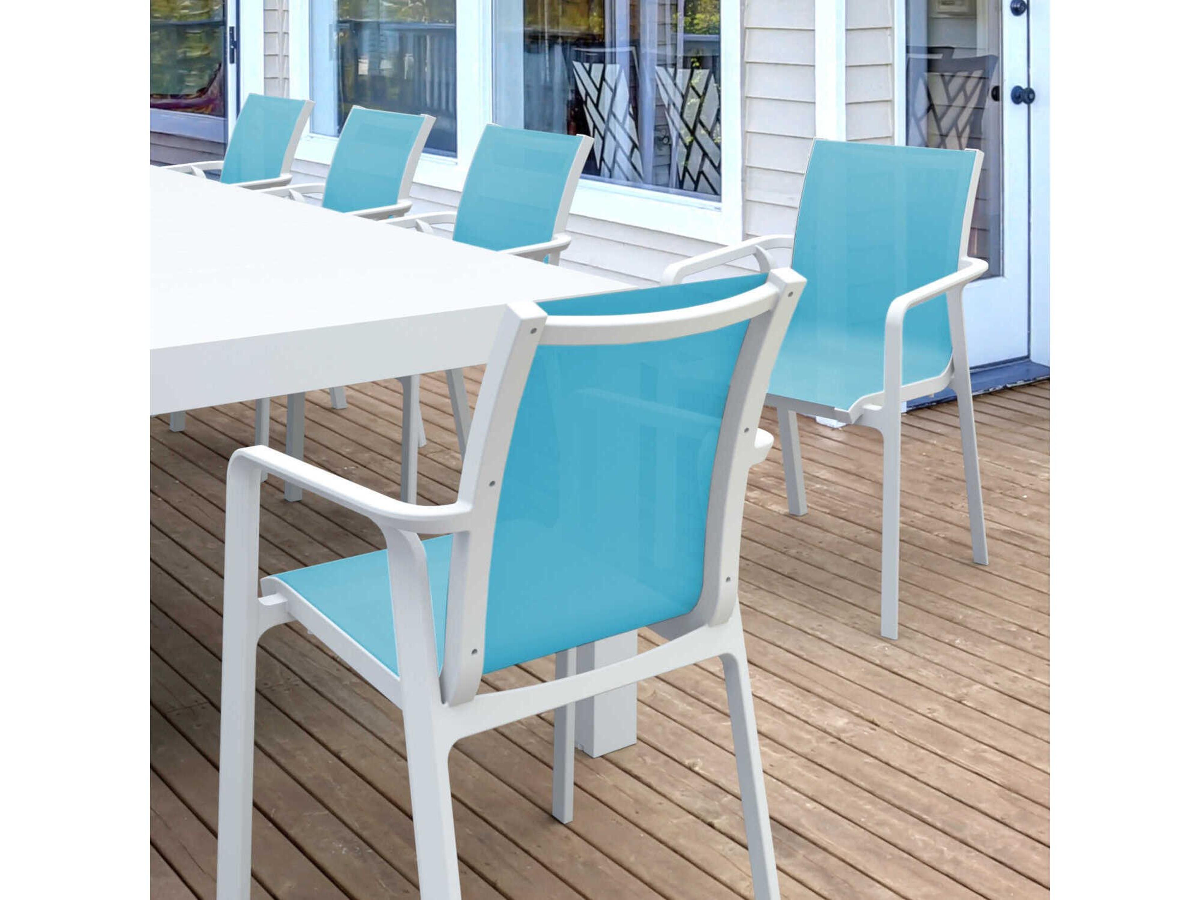Compamia Pacific White Turquoise Resin Dining Set