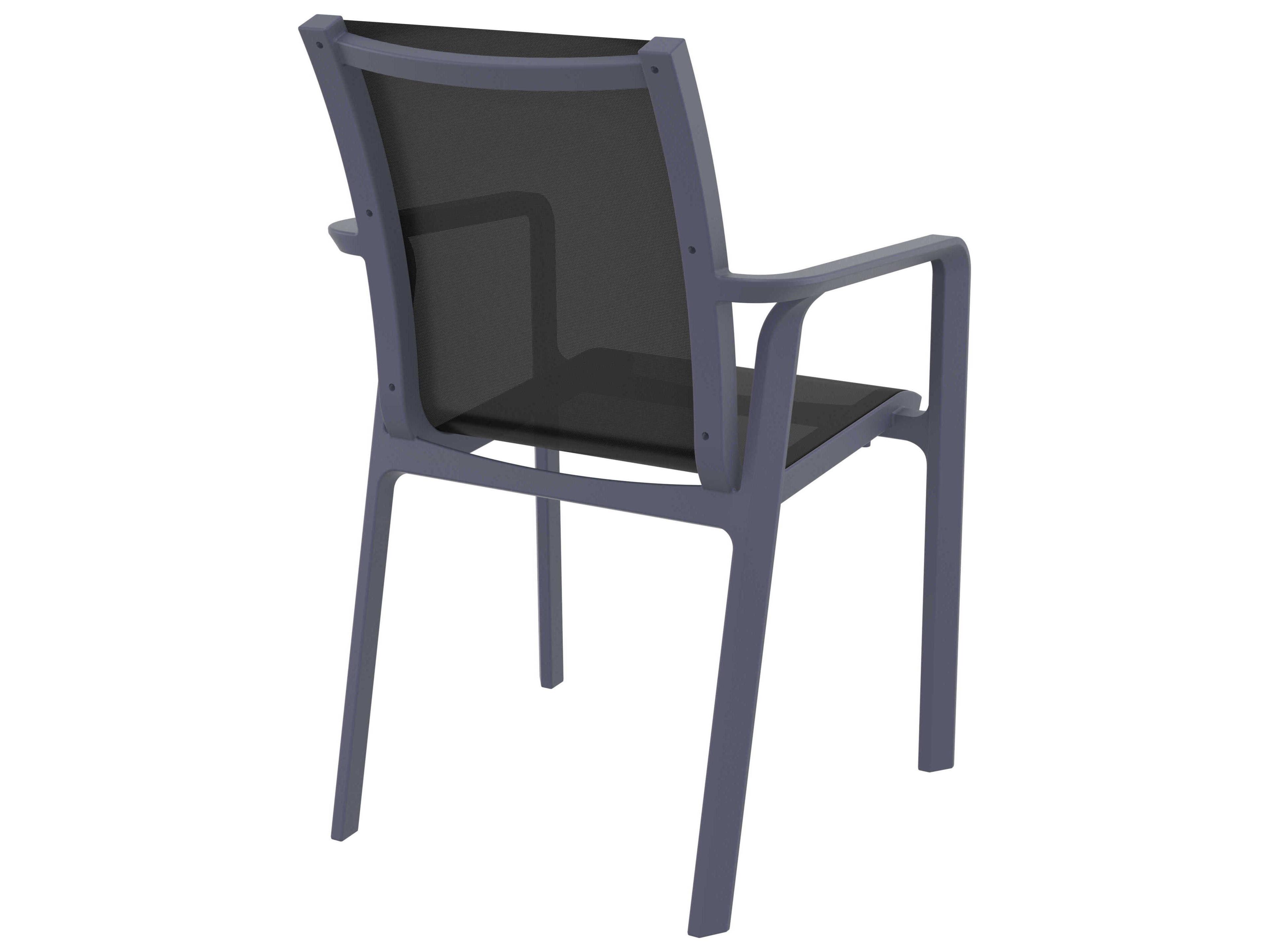 Compamia Pacific Dark Gray Black Resin Sling Dining Chair