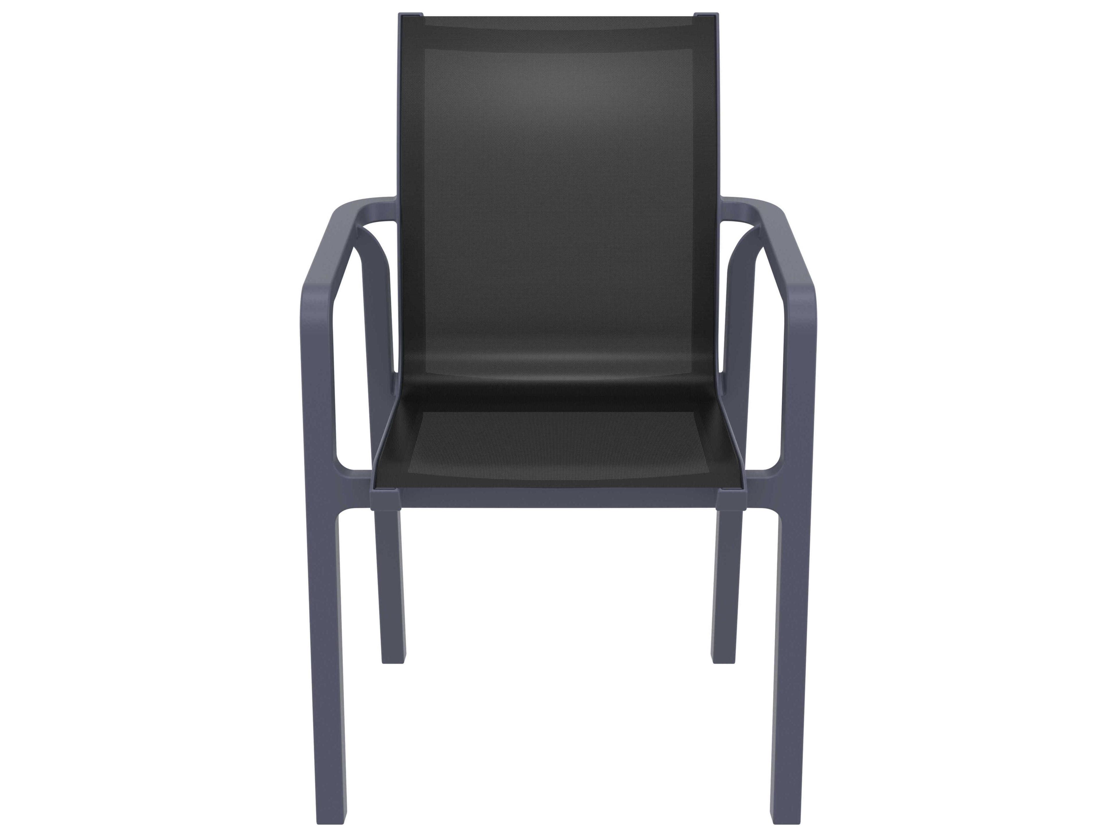 Compamia Pacific Dark Gray Black Resin Sling Dining Chair