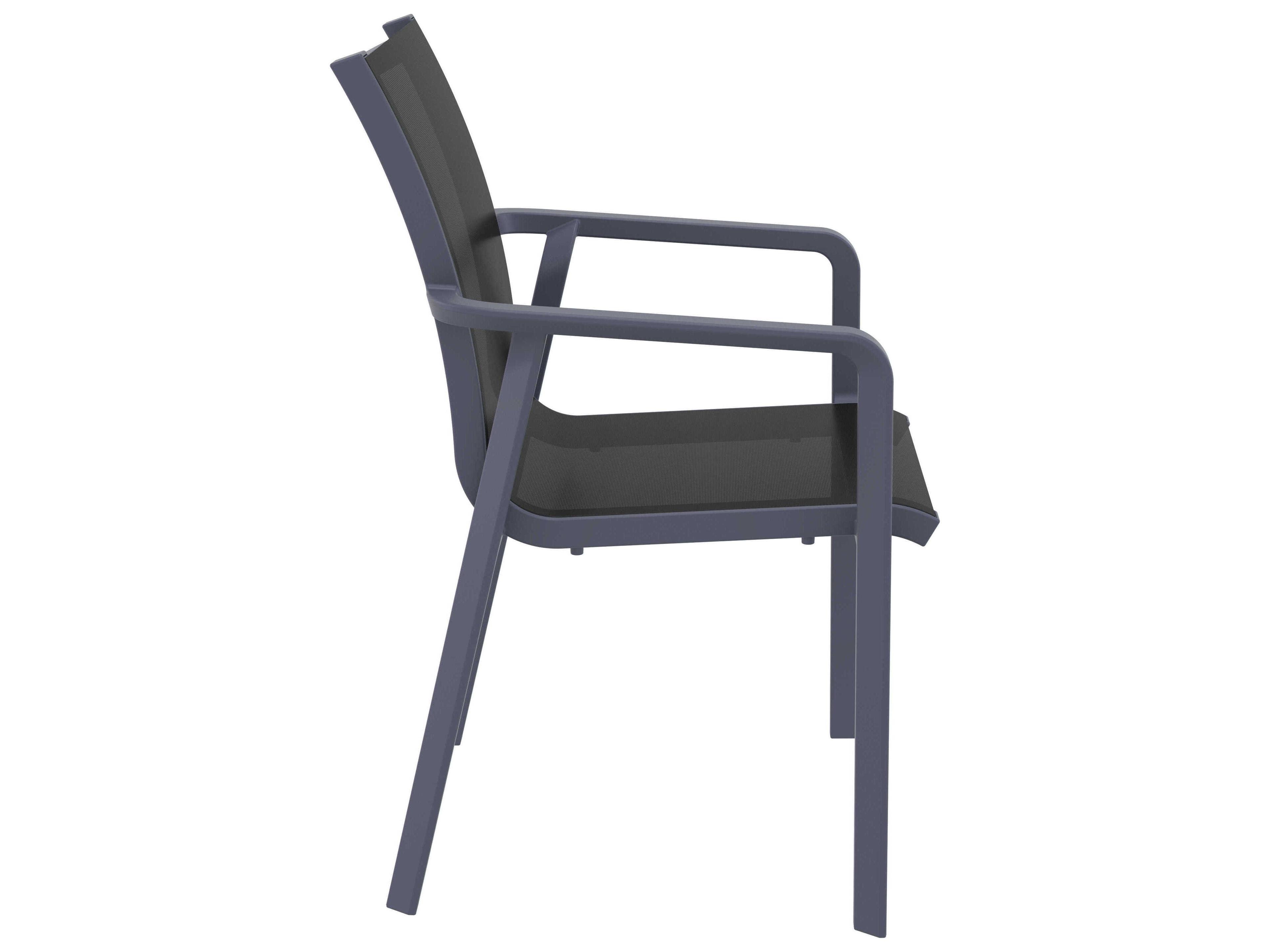 Compamia Pacific Dark Gray Black Resin Sling Dining Chair