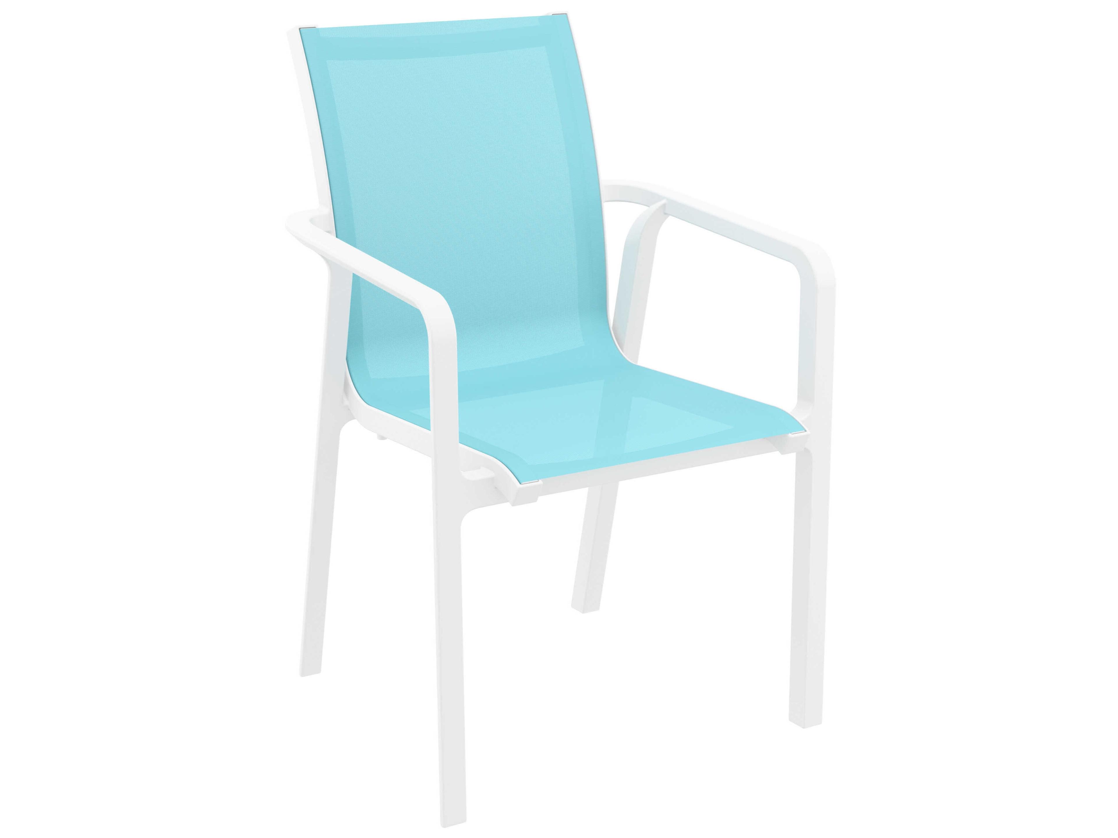 Pacific White Turquiose Resin Sling Dining Chair