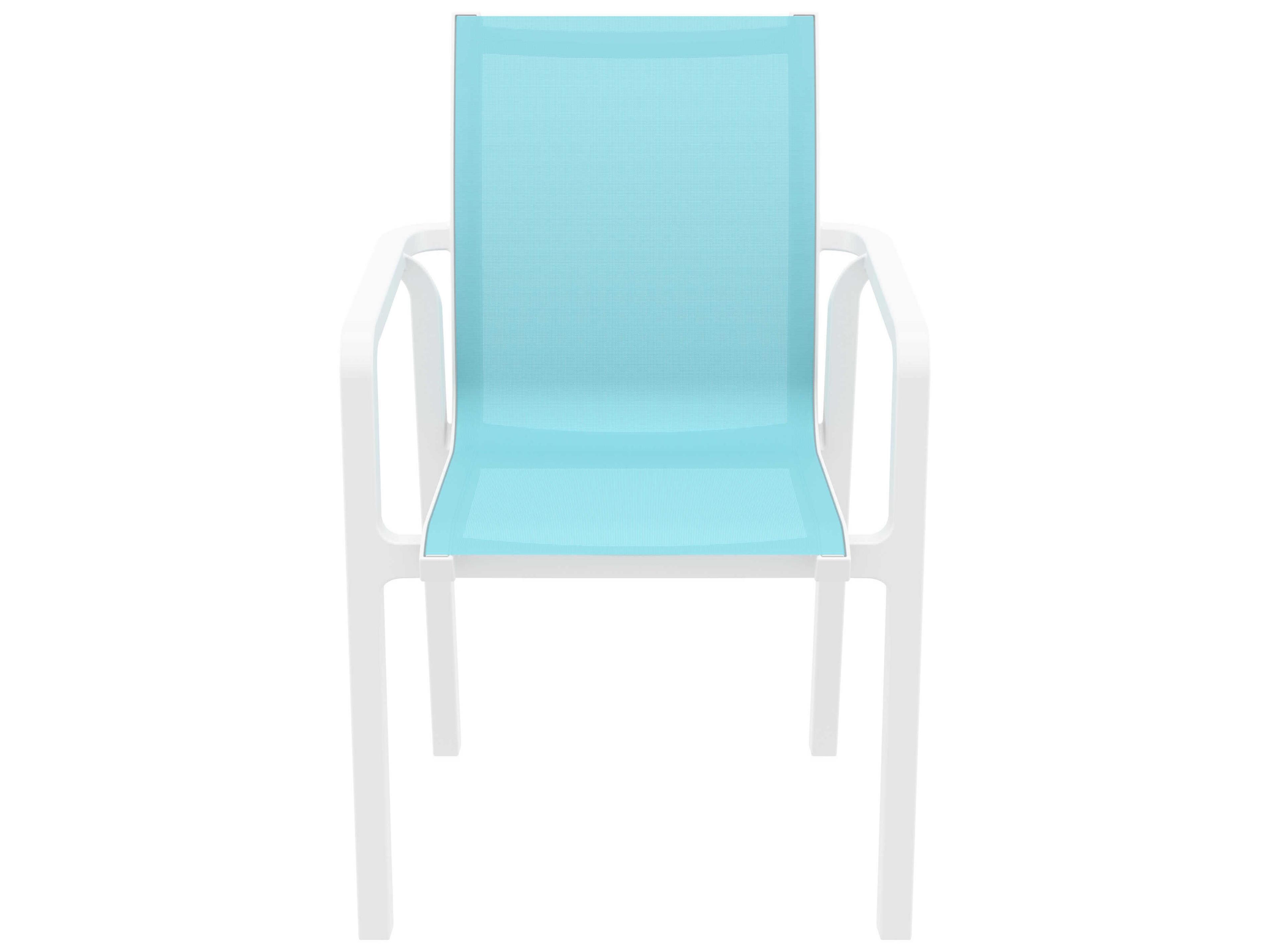 Compamia Pacific White Turquiose Resin Sling Dining Chair