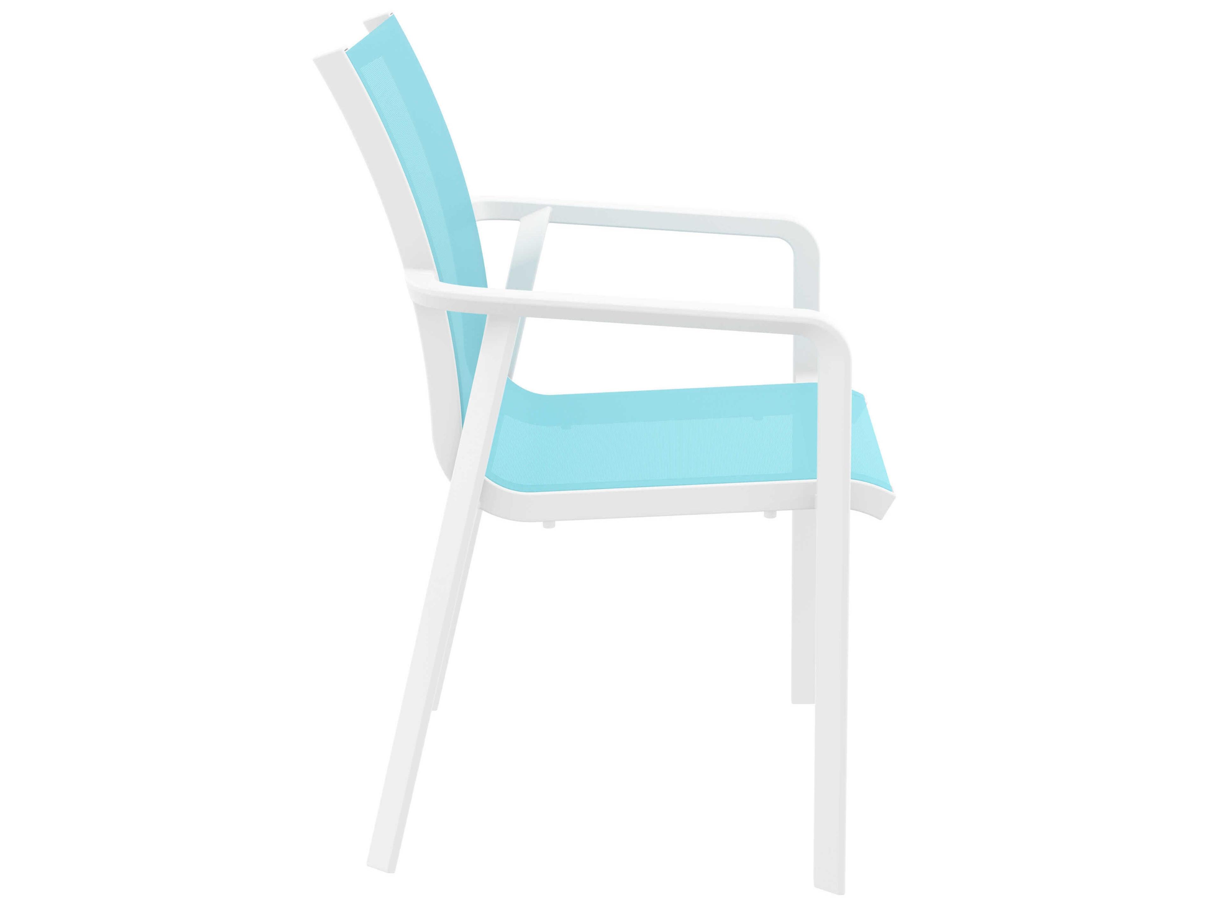 Compamia Pacific White Turquiose Resin Sling Dining Chair