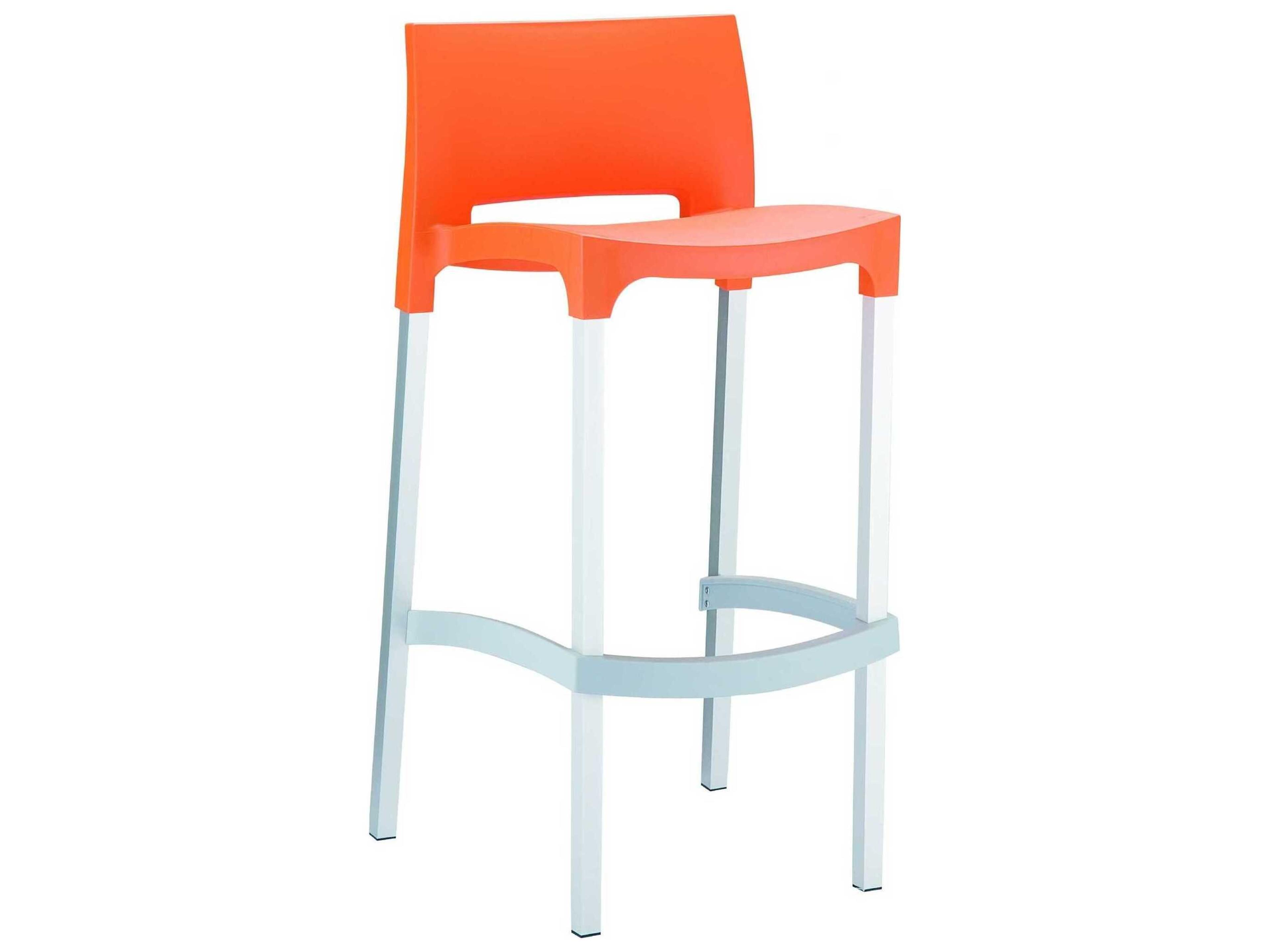 Gio Orange Aluminum Resin Bar Stool