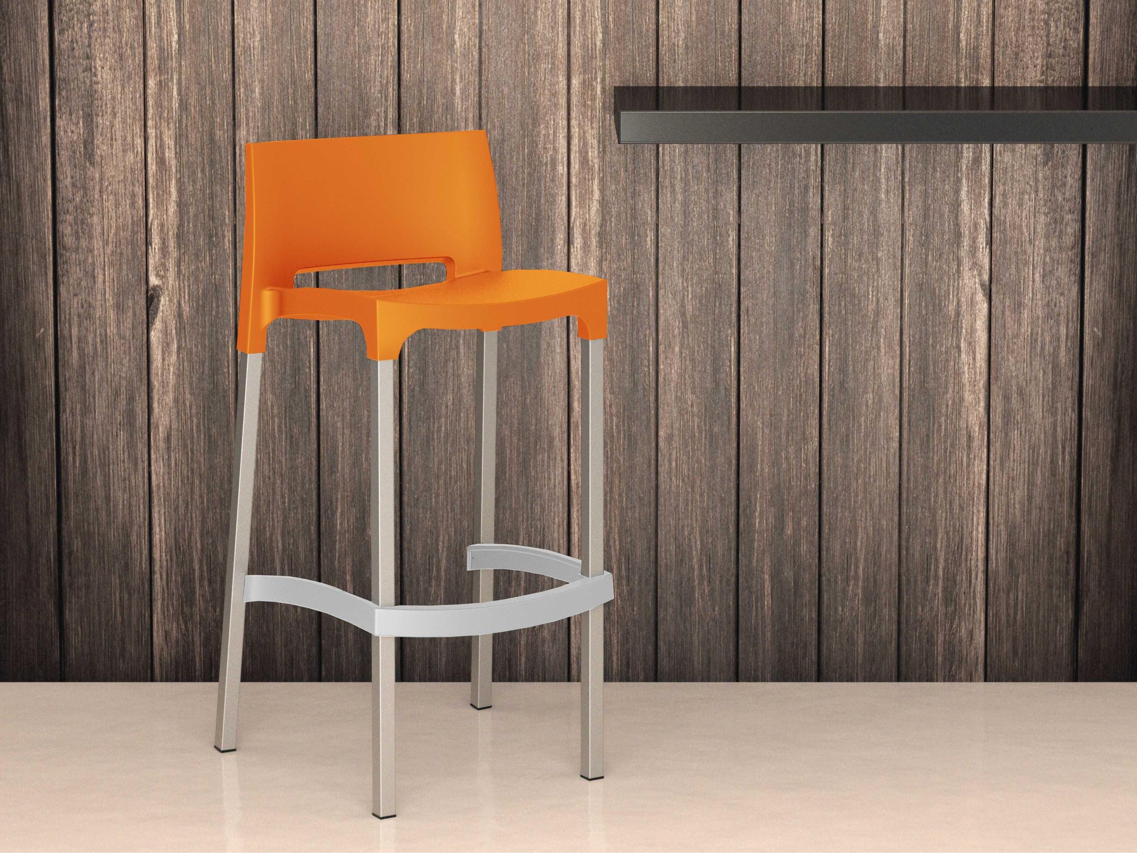 Compamia Gio Orange Aluminum Resin Bar Stool