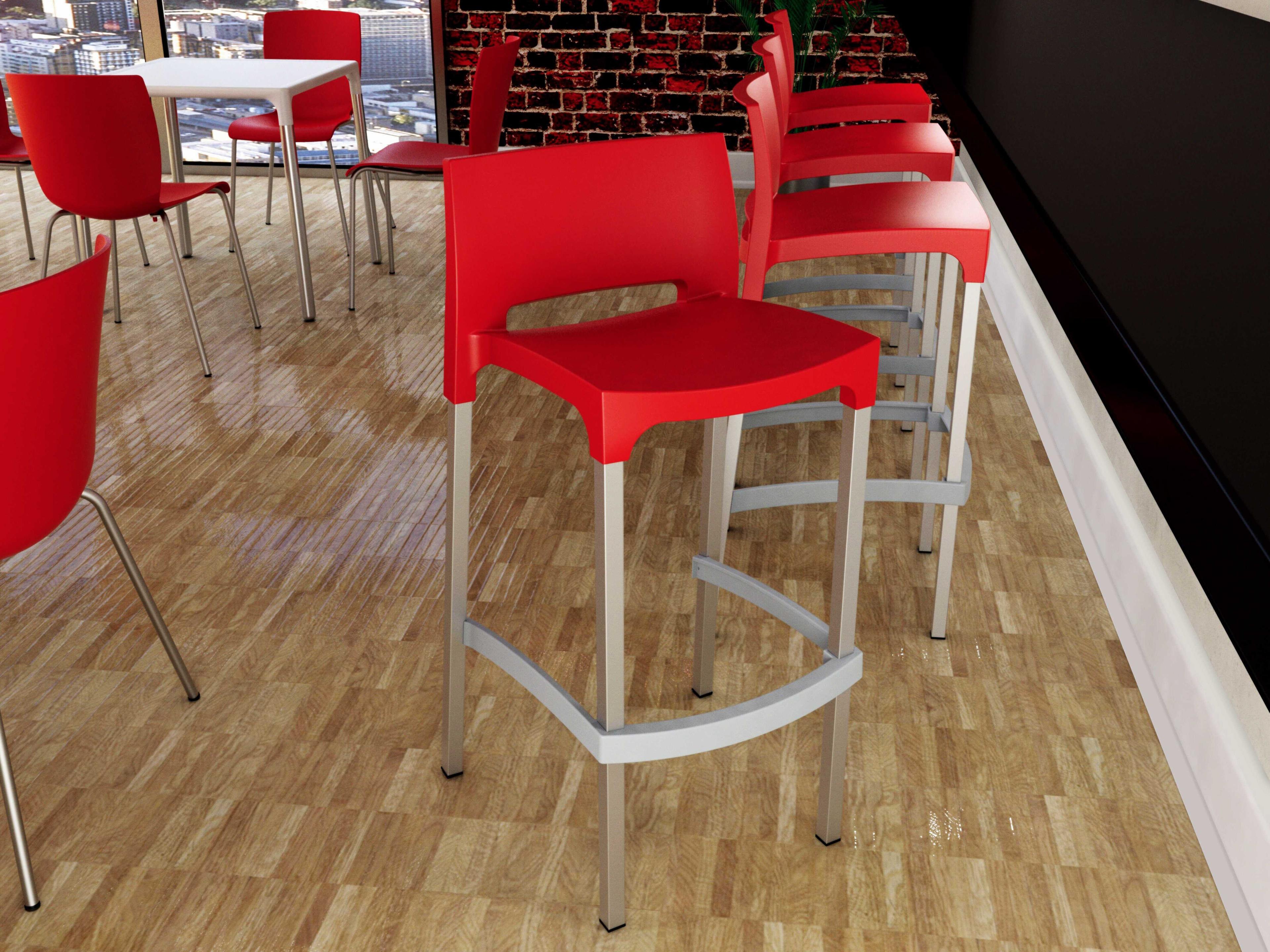 Compamia Gio Red Aluminum Resin Bar Stool