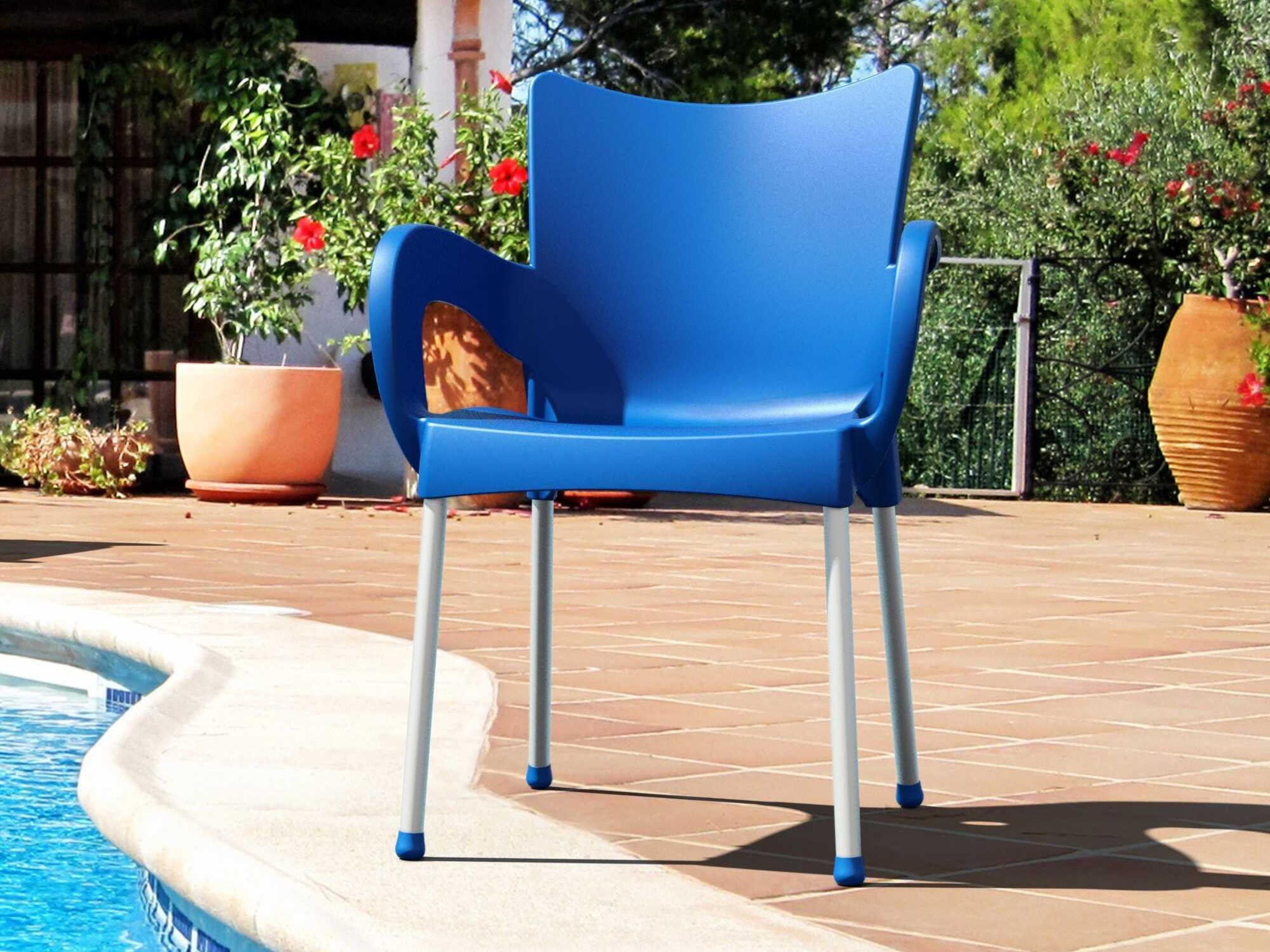 Compamia Romeo Dark Blue Aluminum Resin Dining Chair