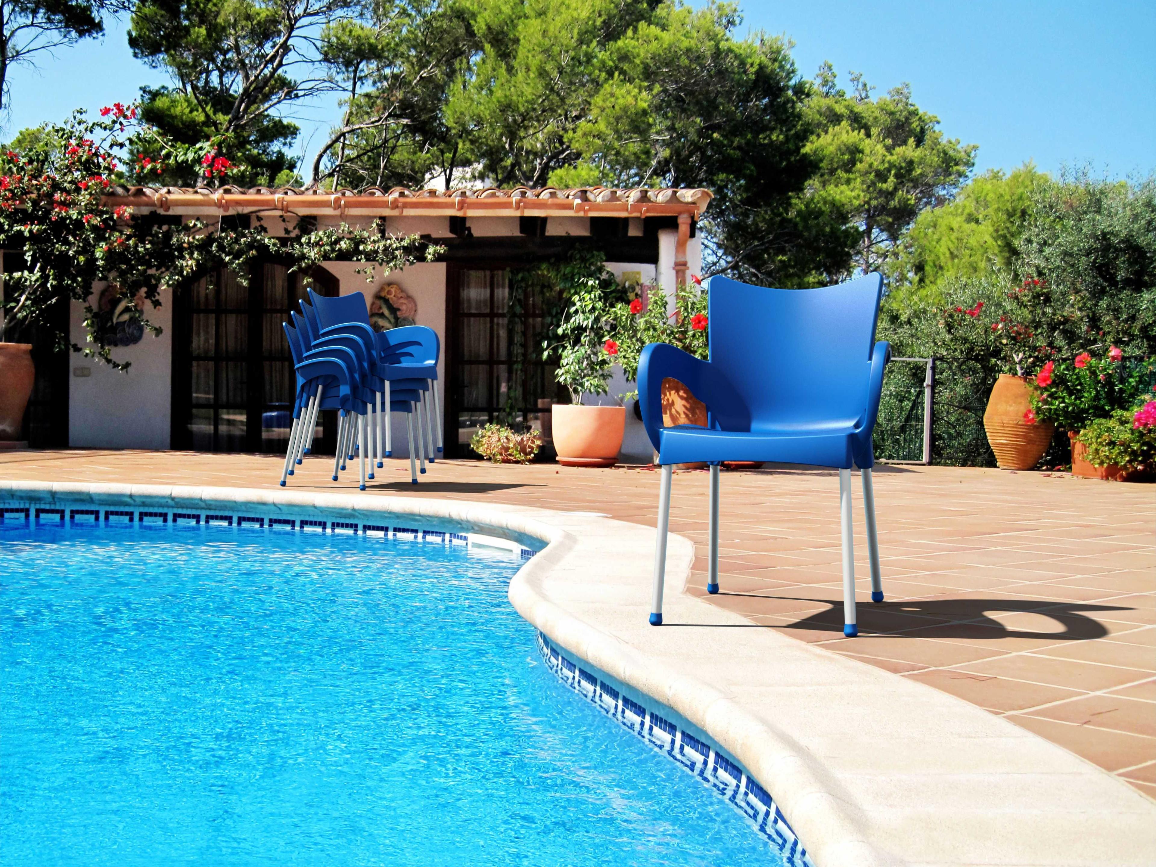 Compamia Romeo Dark Blue Aluminum Resin Dining Chair