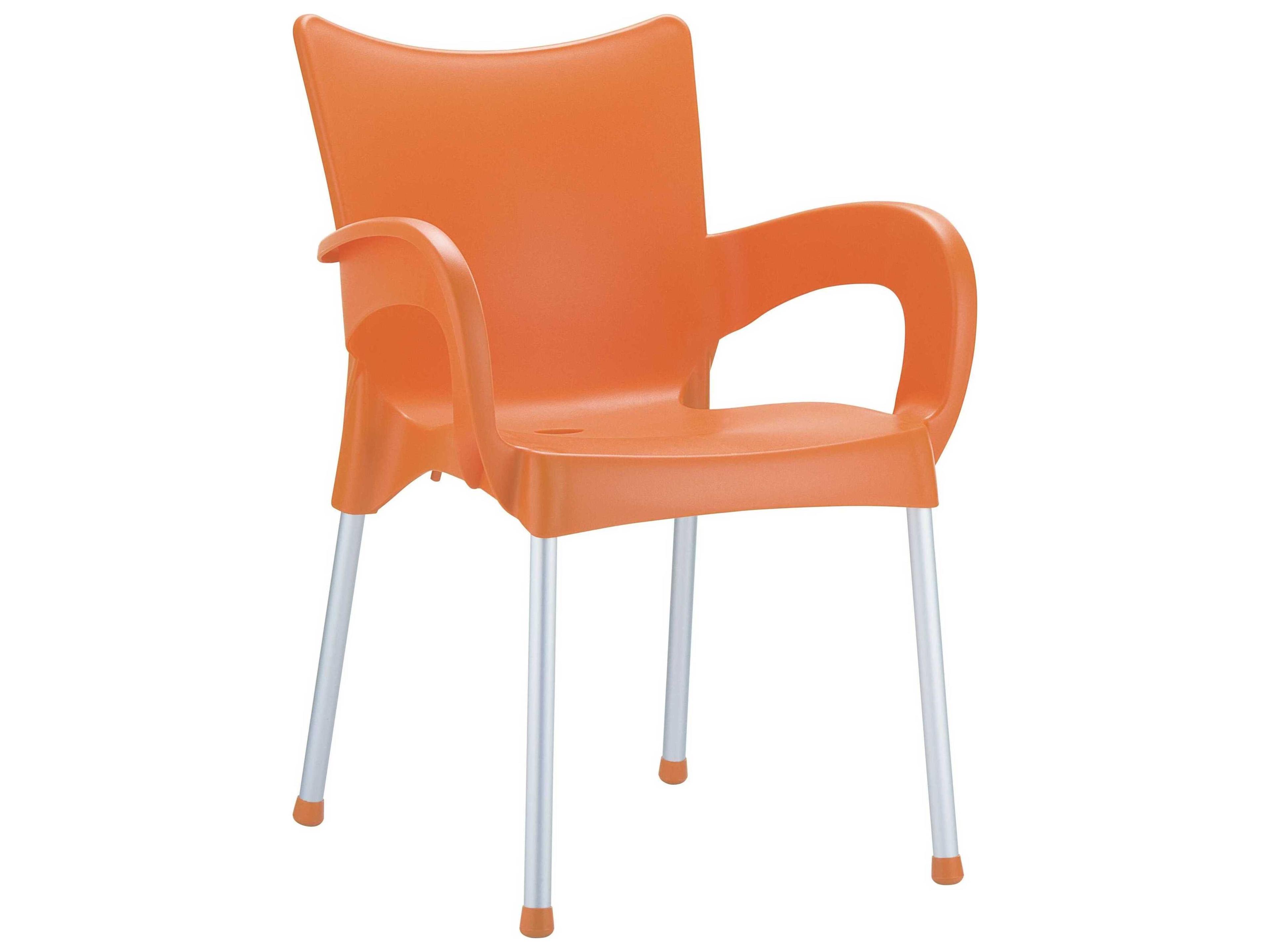 Romeo Orange Aluminum Resin Dining Chair