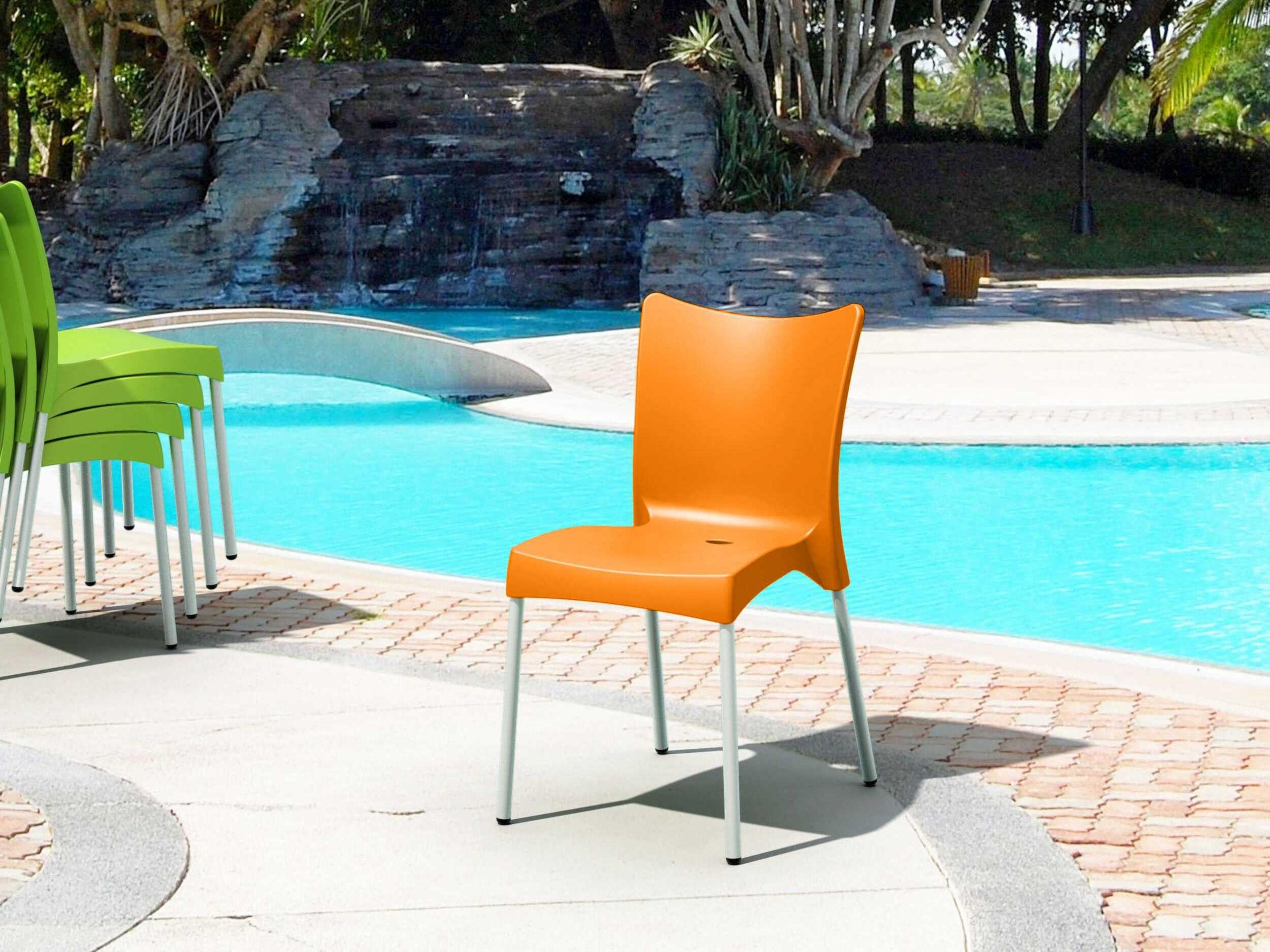 Compamia Juliette Orange Aluminum Resin Dining Chair