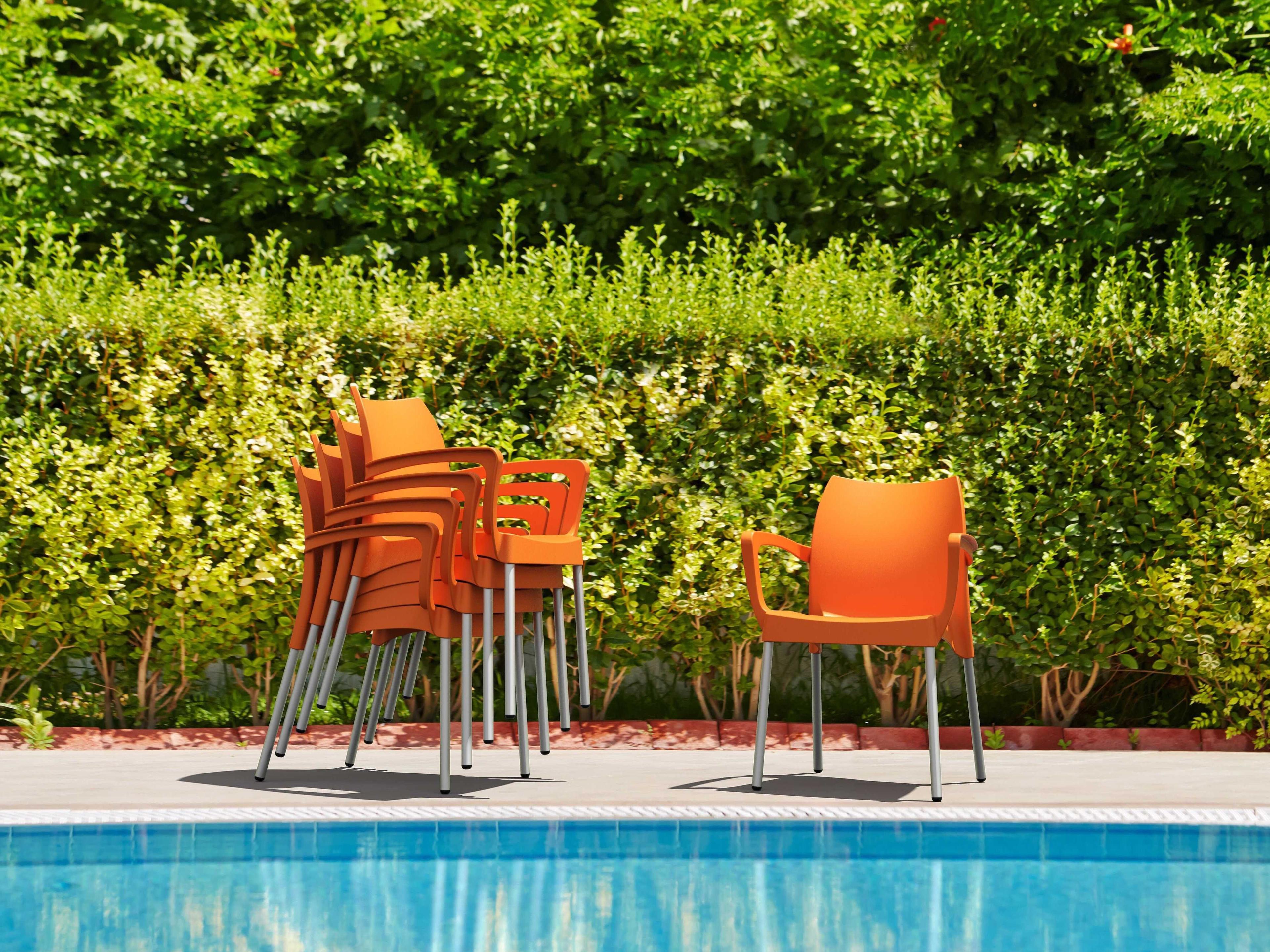 Compamia Dolce Orange Aluminum Resin Dining Chair