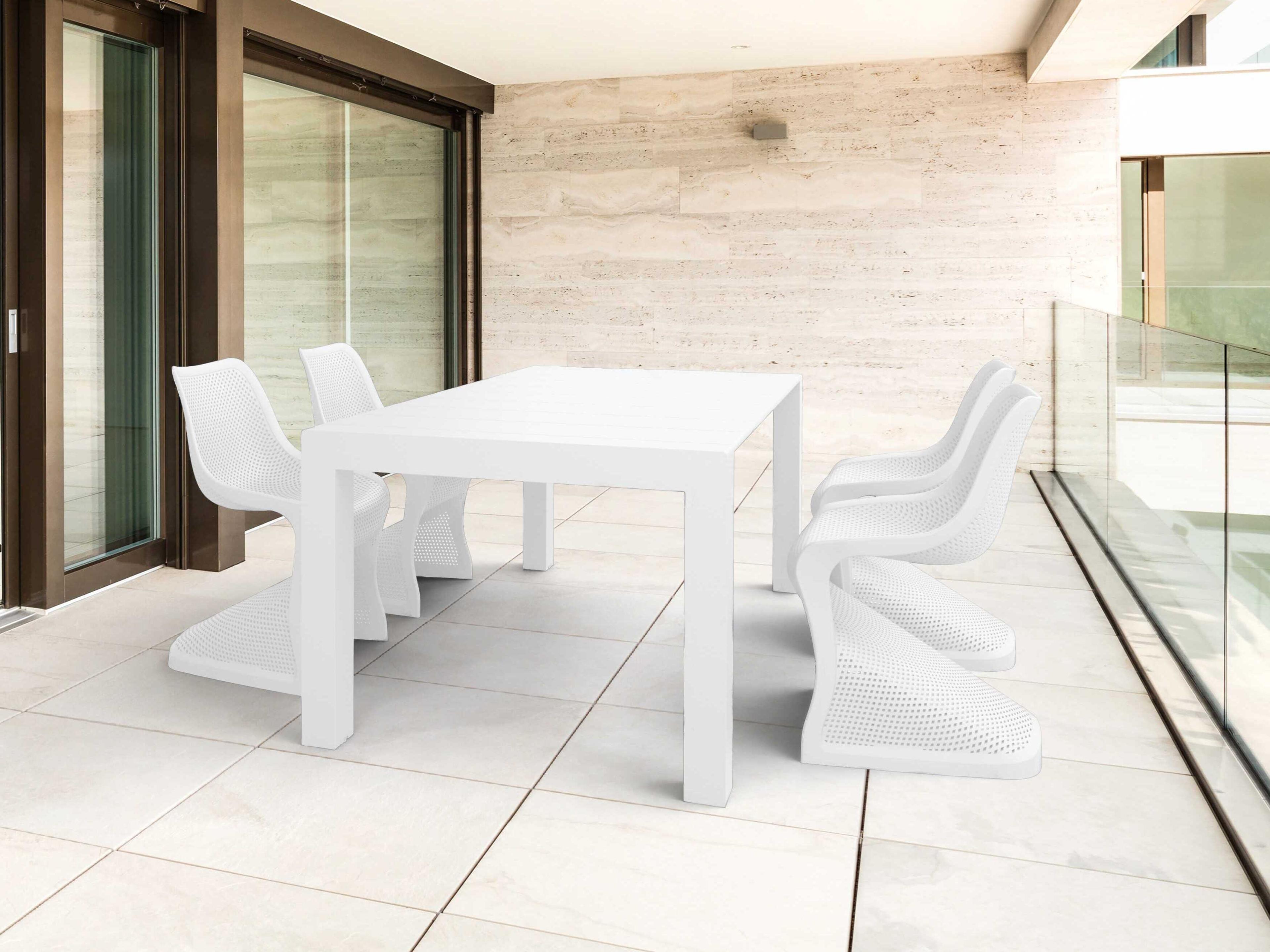 Bloom White Resin Dining Set