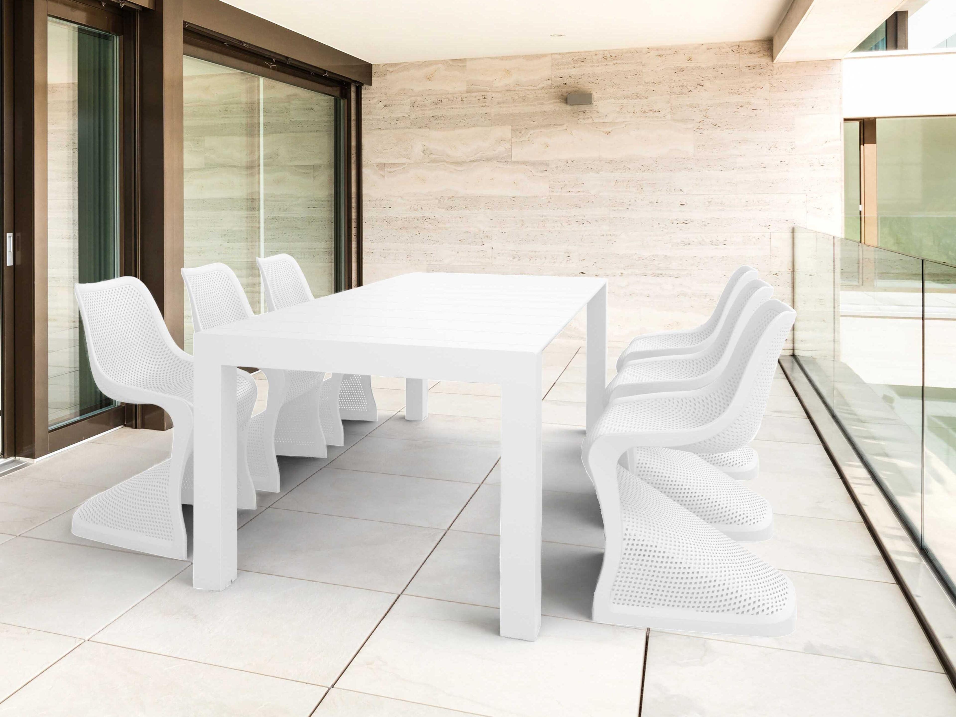 Bloom White Resin Dining Set