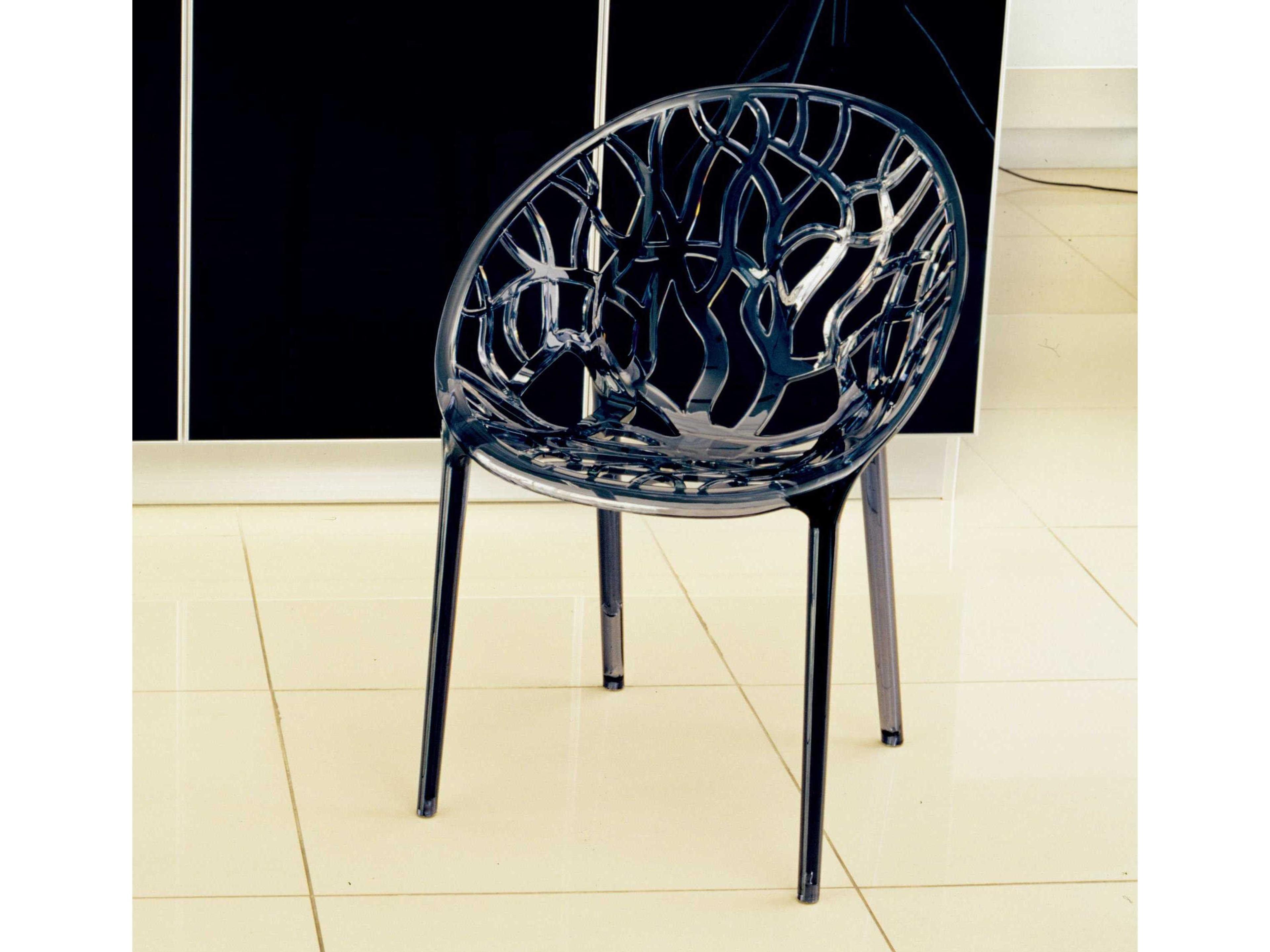 Compamia Crystal Transparent Smoke Gray Dining Chair