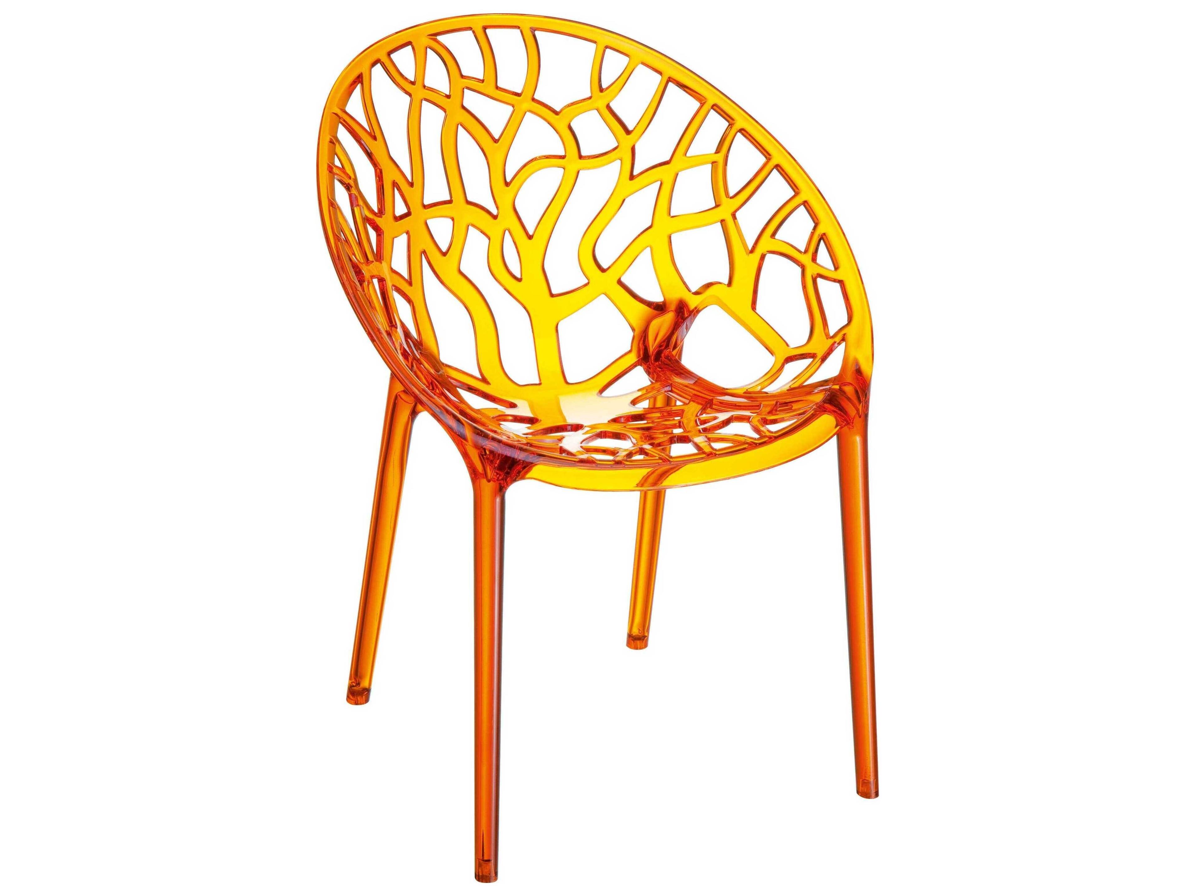 Crystal Transparent Orange Dining Chair