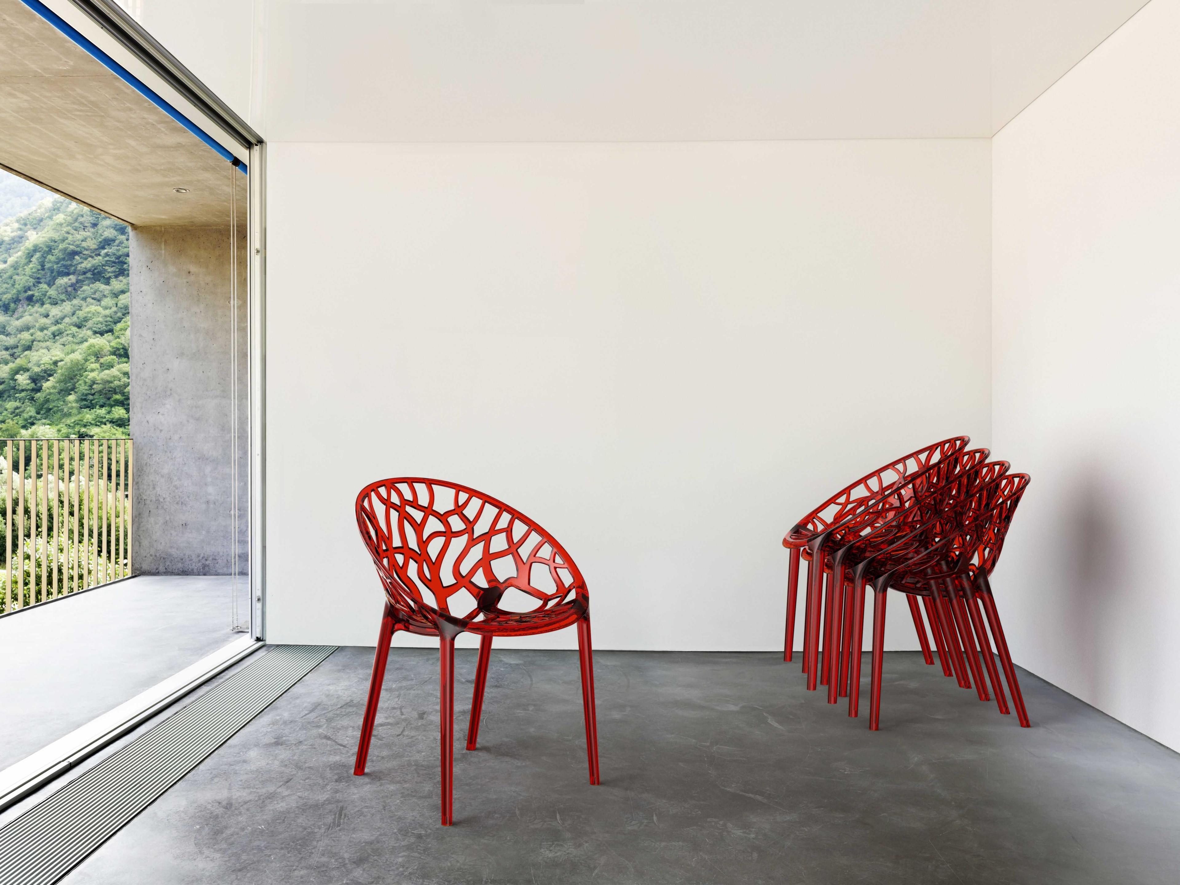 Compamia Crystal Transparent Red Dining Chair