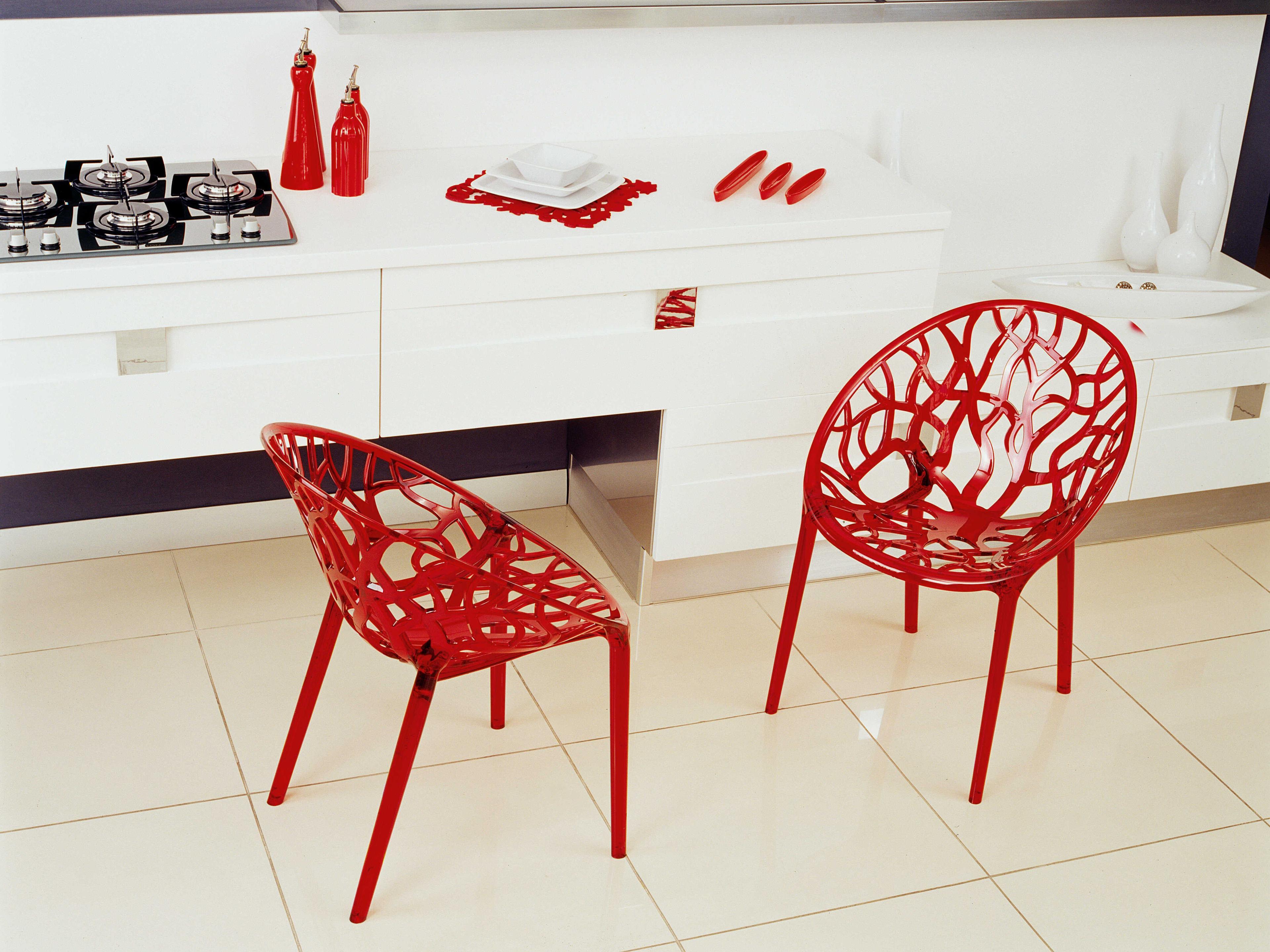 Compamia Crystal Transparent Red Dining Chair