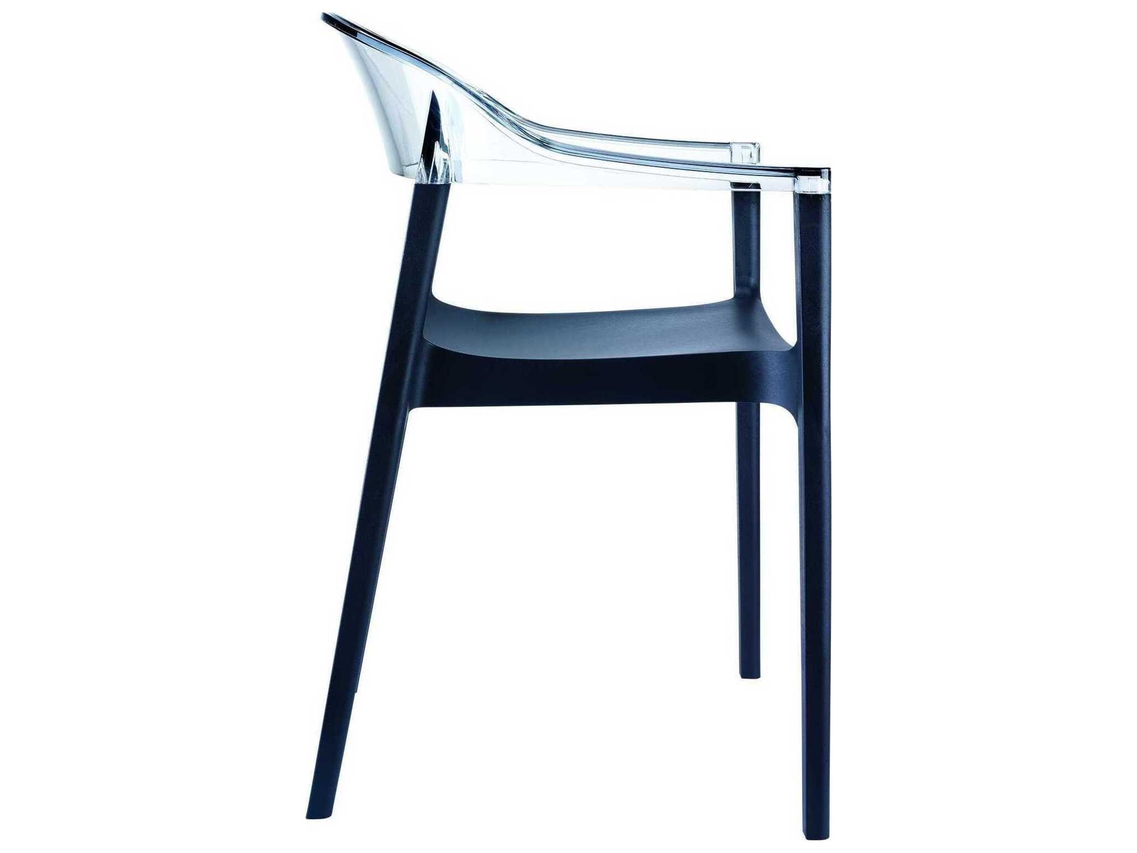 Compamia Carmen Black Transparent Clear Polypropylene Dining Chair