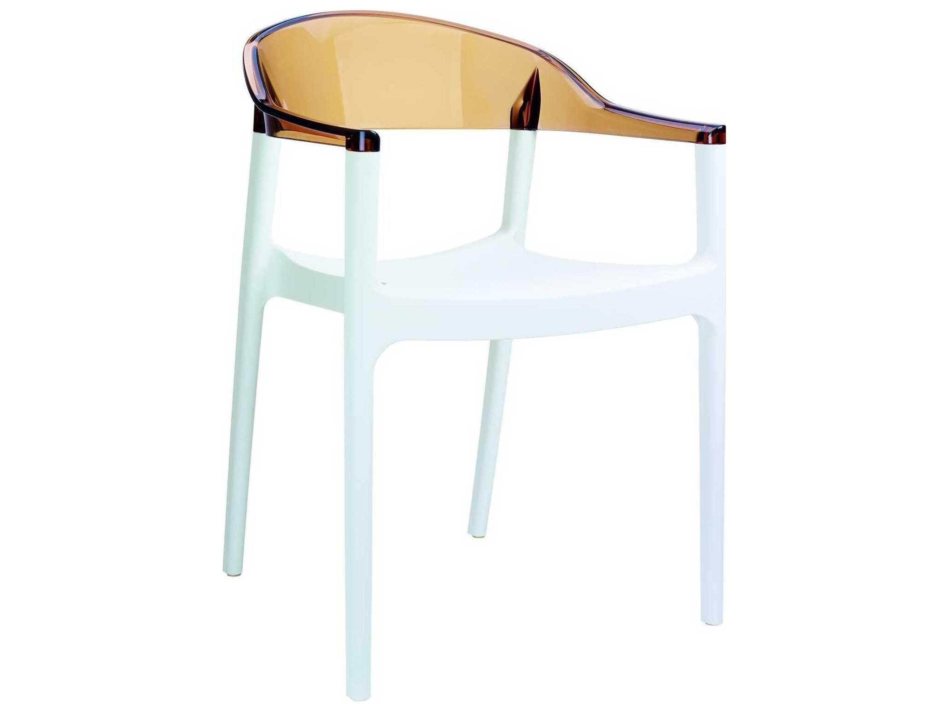 Carmen White Transparent Amber Polypropylene Dining Chair