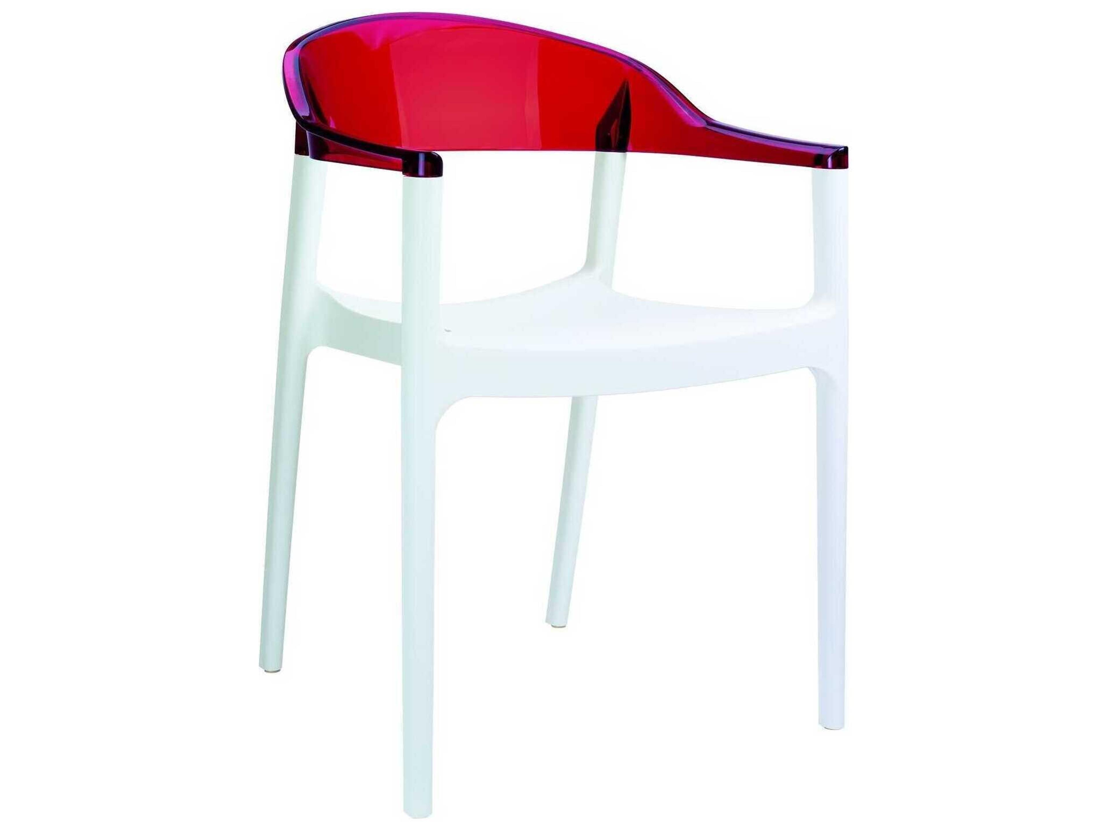 Carmen White Transparent Red Polypropylene Dining Chair