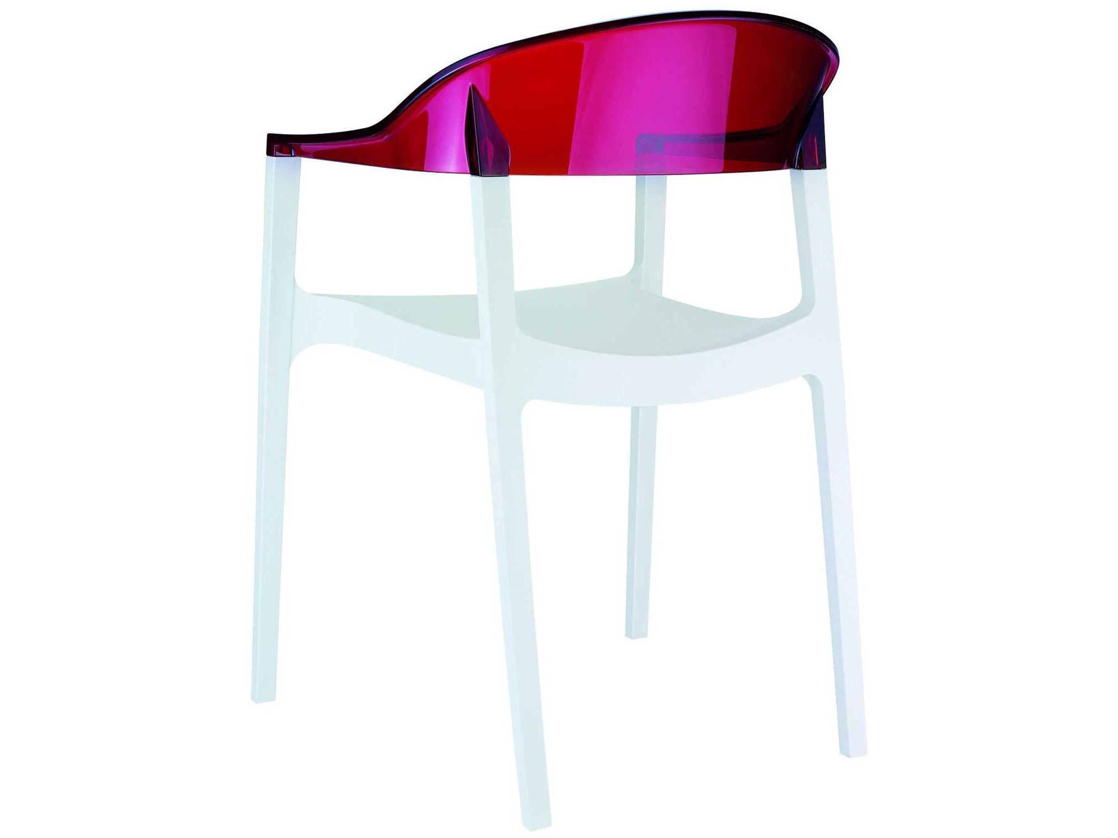 Compamia Carmen White Transparent Red Polypropylene Dining Chair