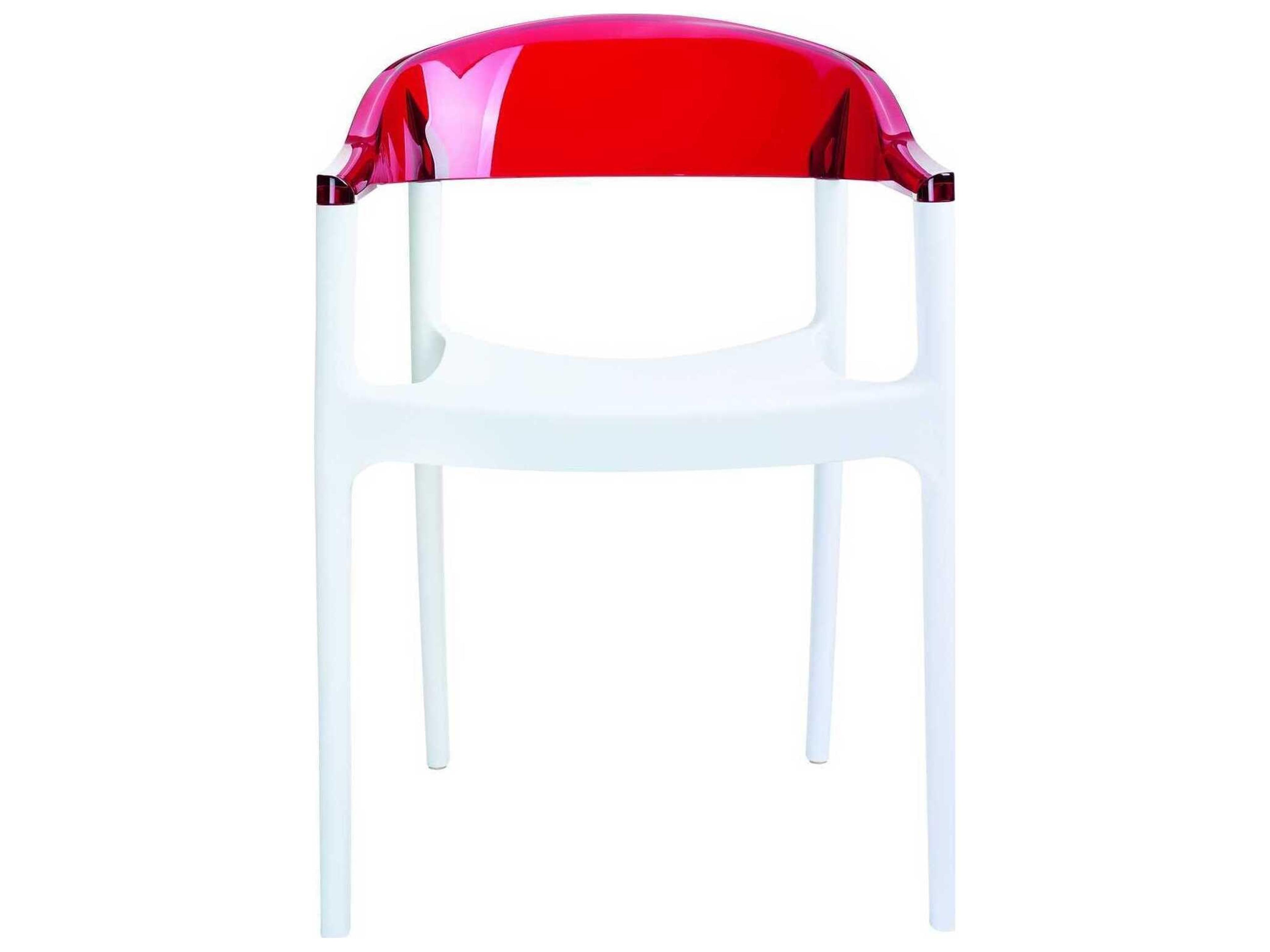 Compamia Carmen White Transparent Red Polypropylene Dining Chair