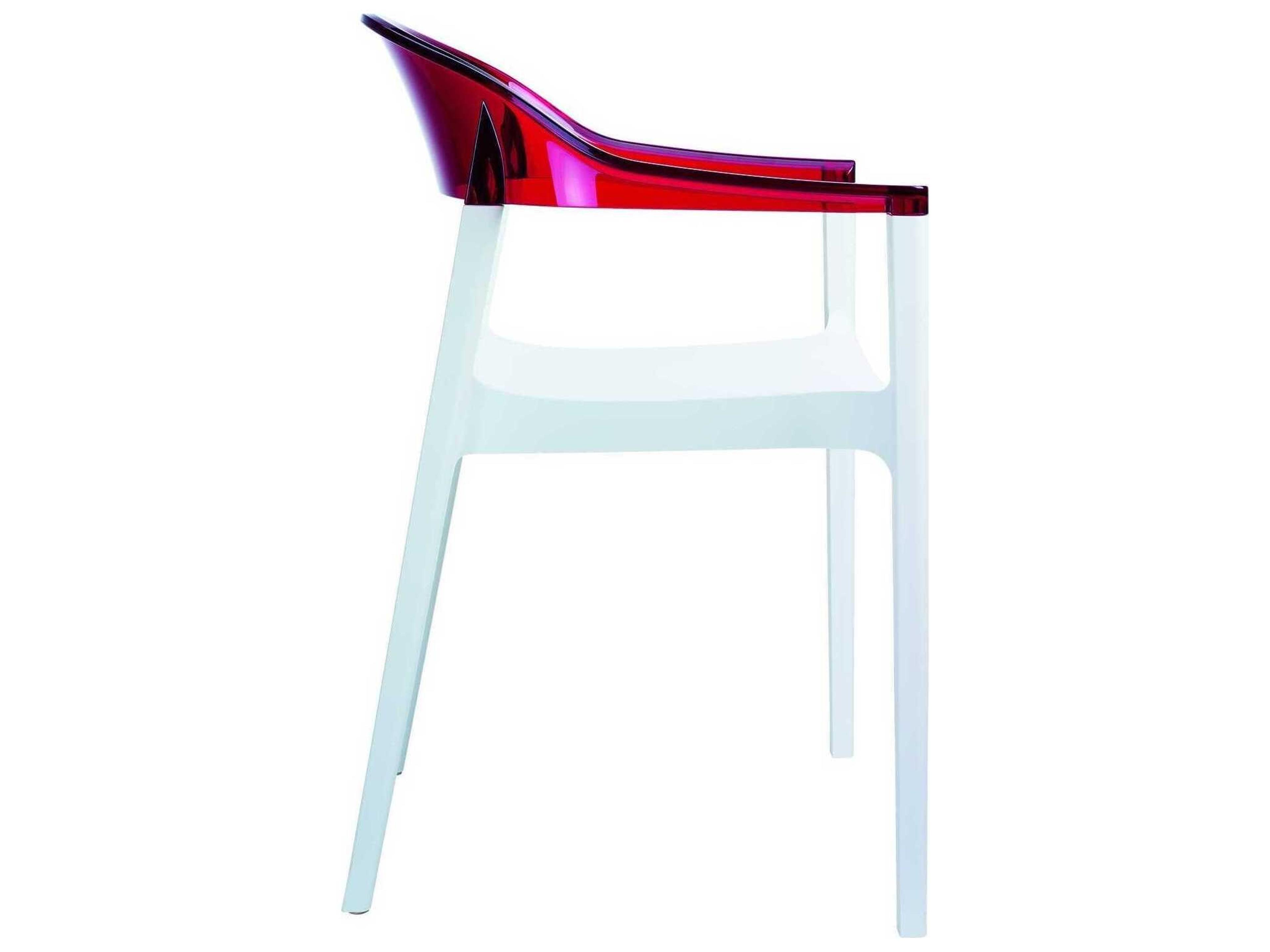 Compamia Carmen White Transparent Red Polypropylene Dining Chair