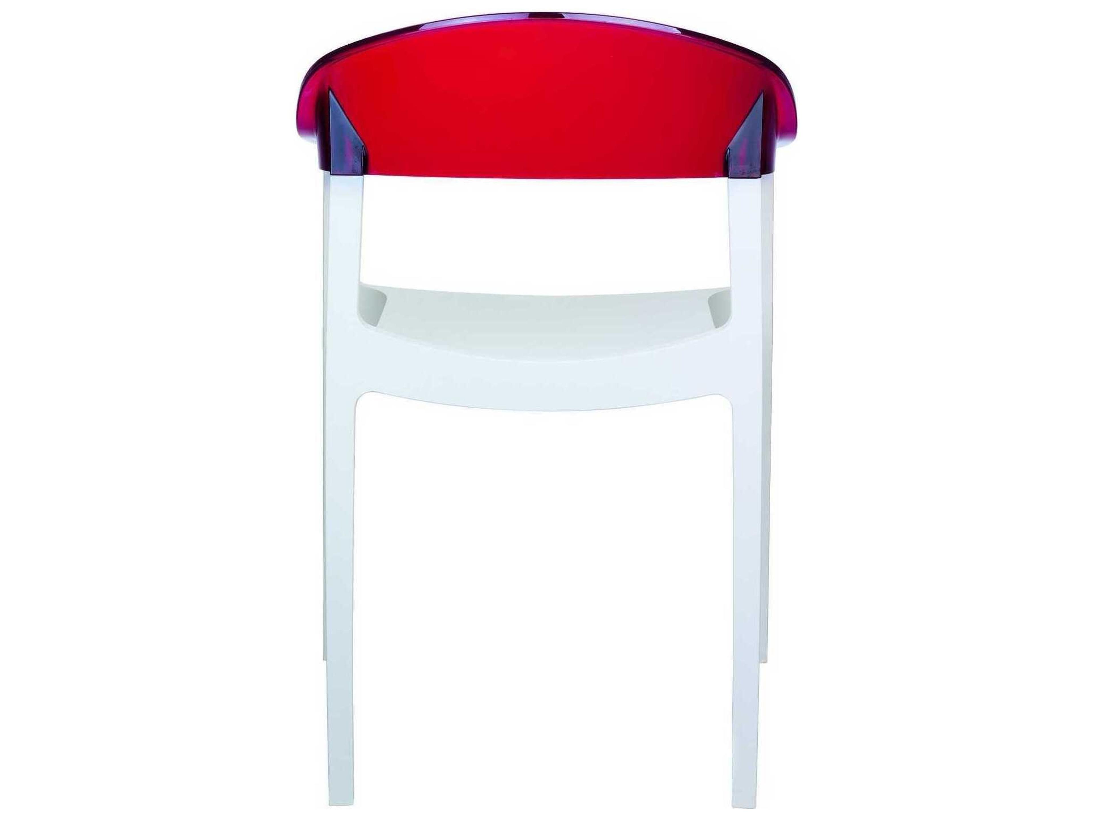 Compamia Carmen White Transparent Red Polypropylene Dining Chair
