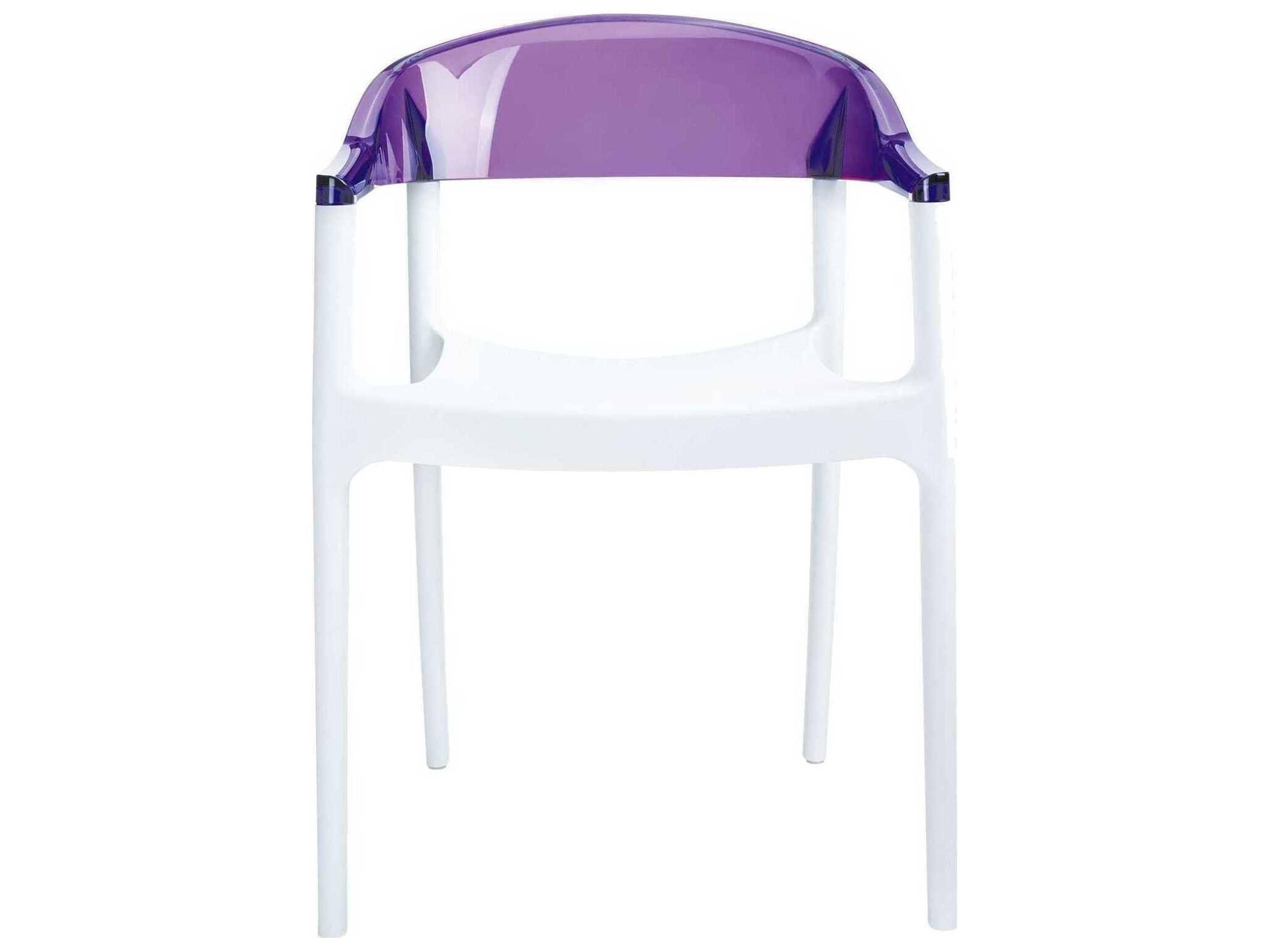 Compamia Carmen White Transparent Violet Polypropylene Dining Chair