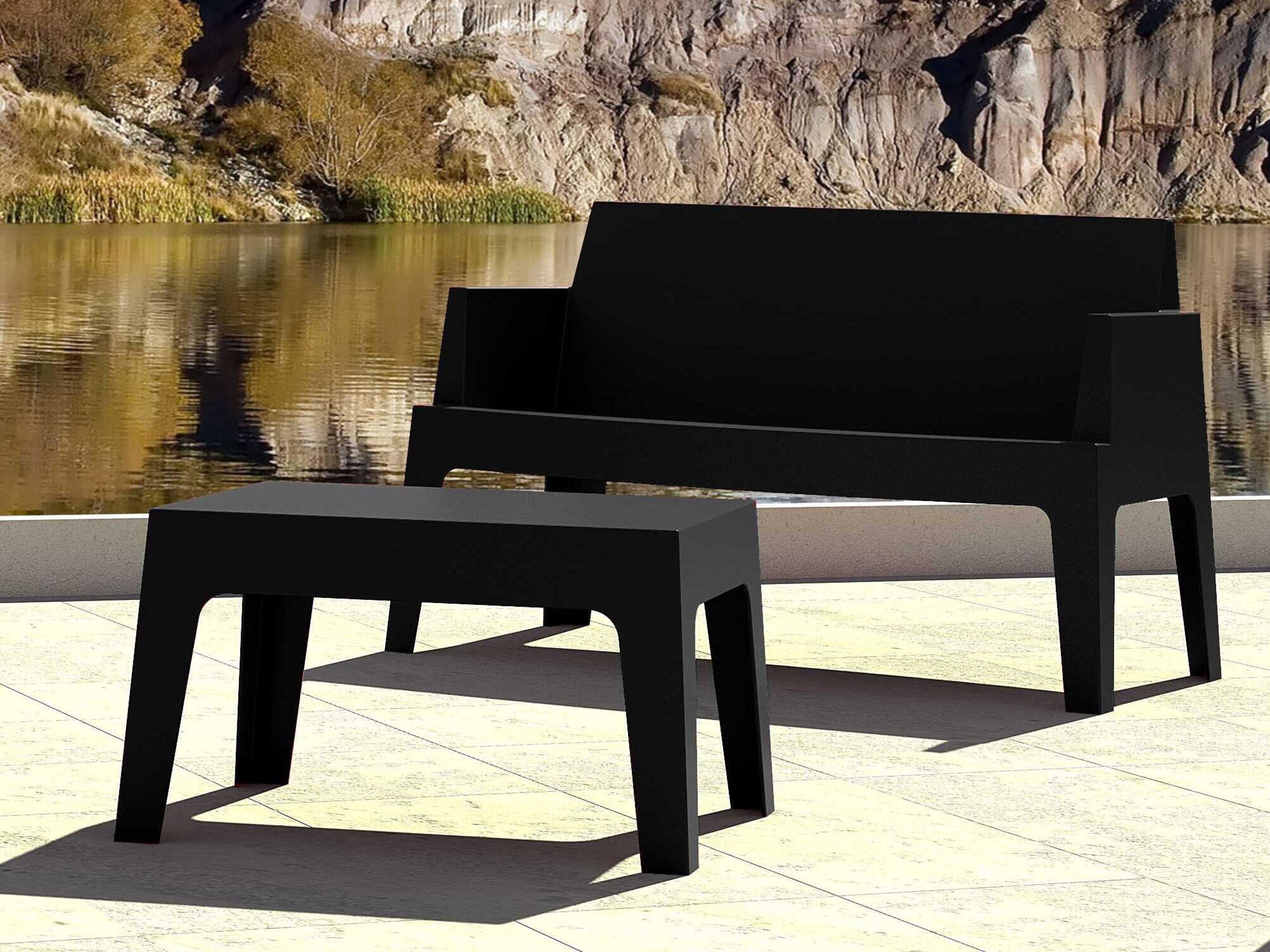 Compamia Box Black Polypropylene Rectangular Coffee Table