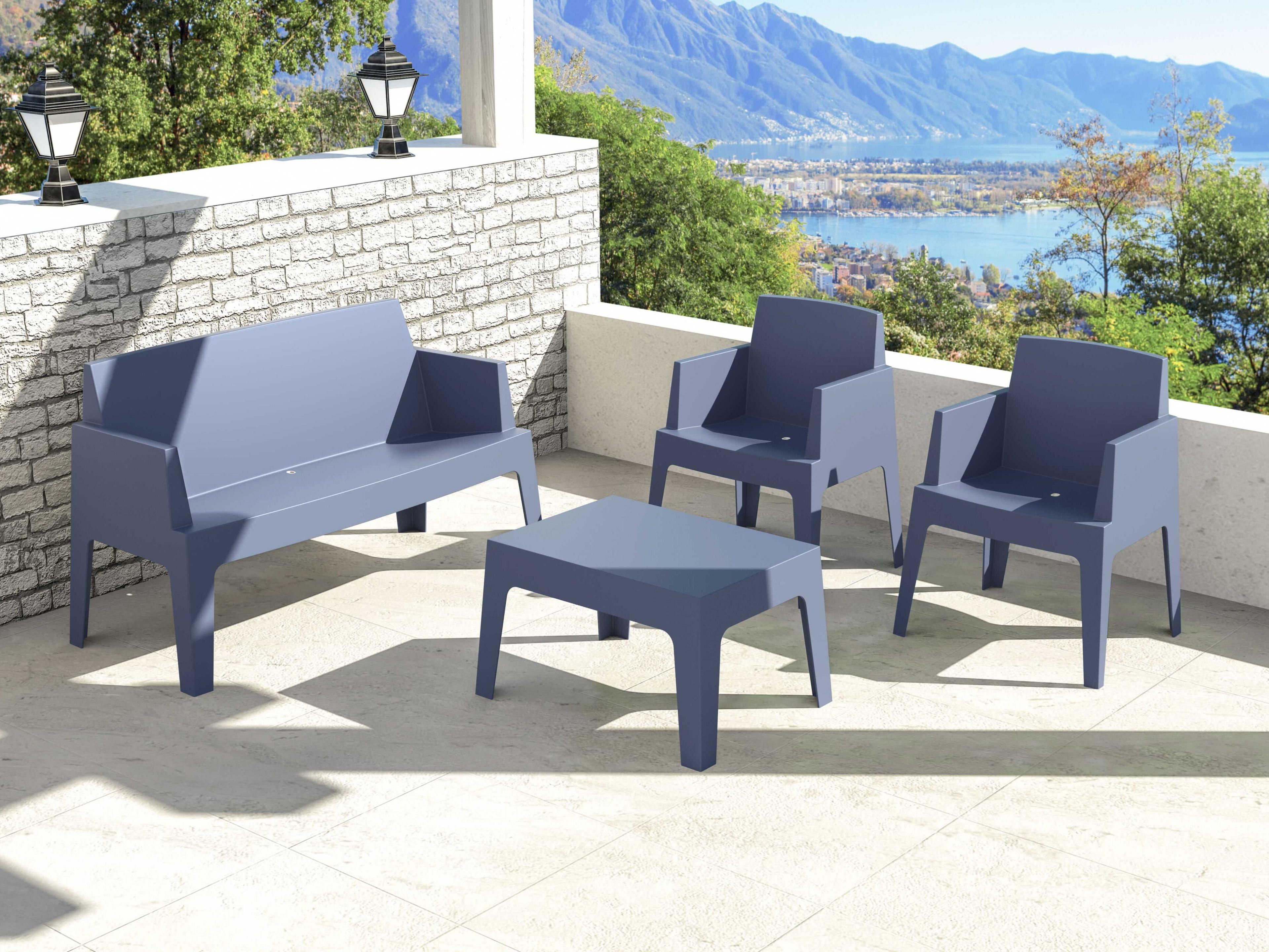 Compamia Box Dark Gray Polypropylene Rectangular Coffee Table