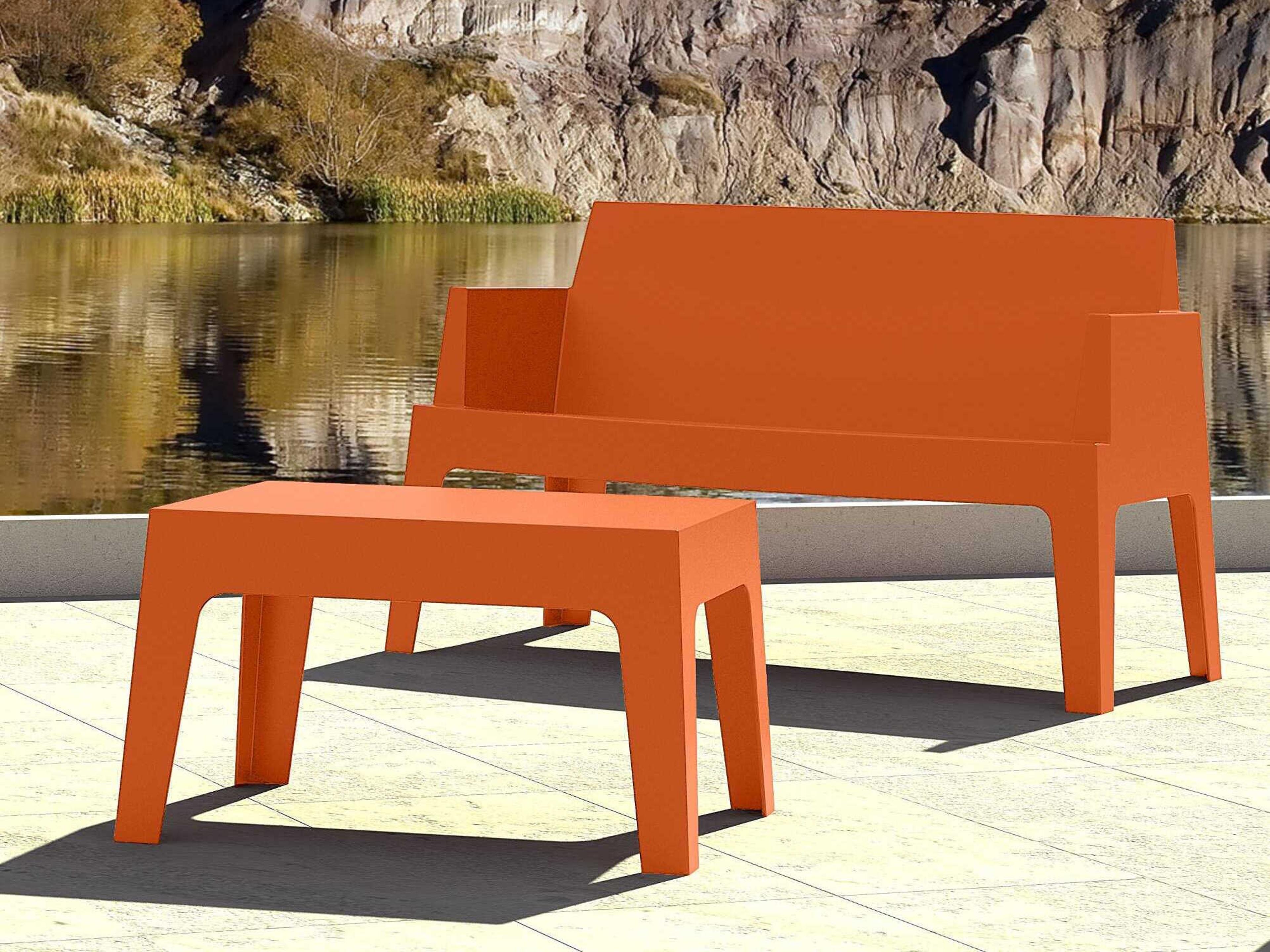 Compamia Box Orange Polypropylene Rectangular Coffee Table