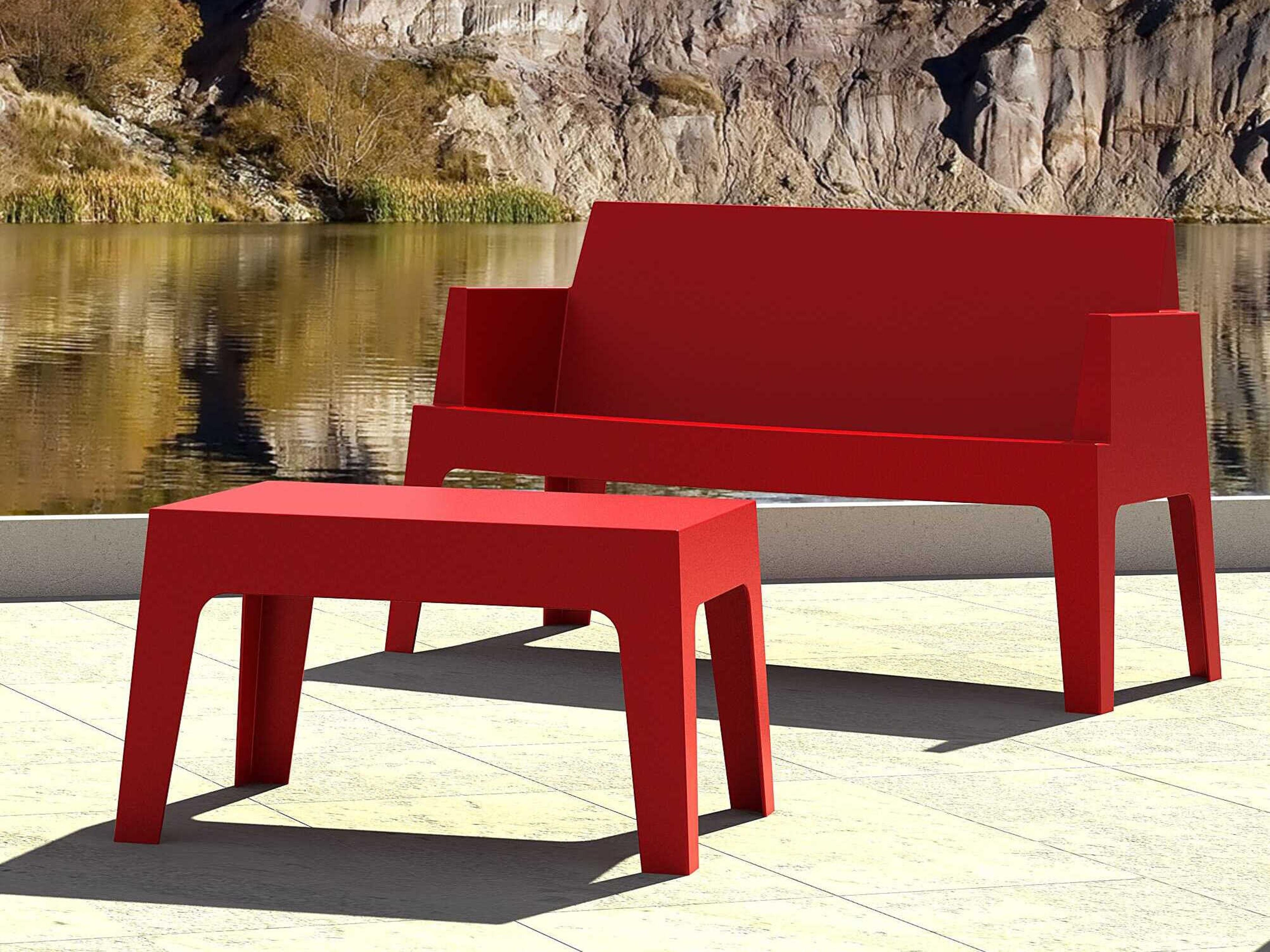 Compamia Box Red Polypropylene Rectangular Coffee Table