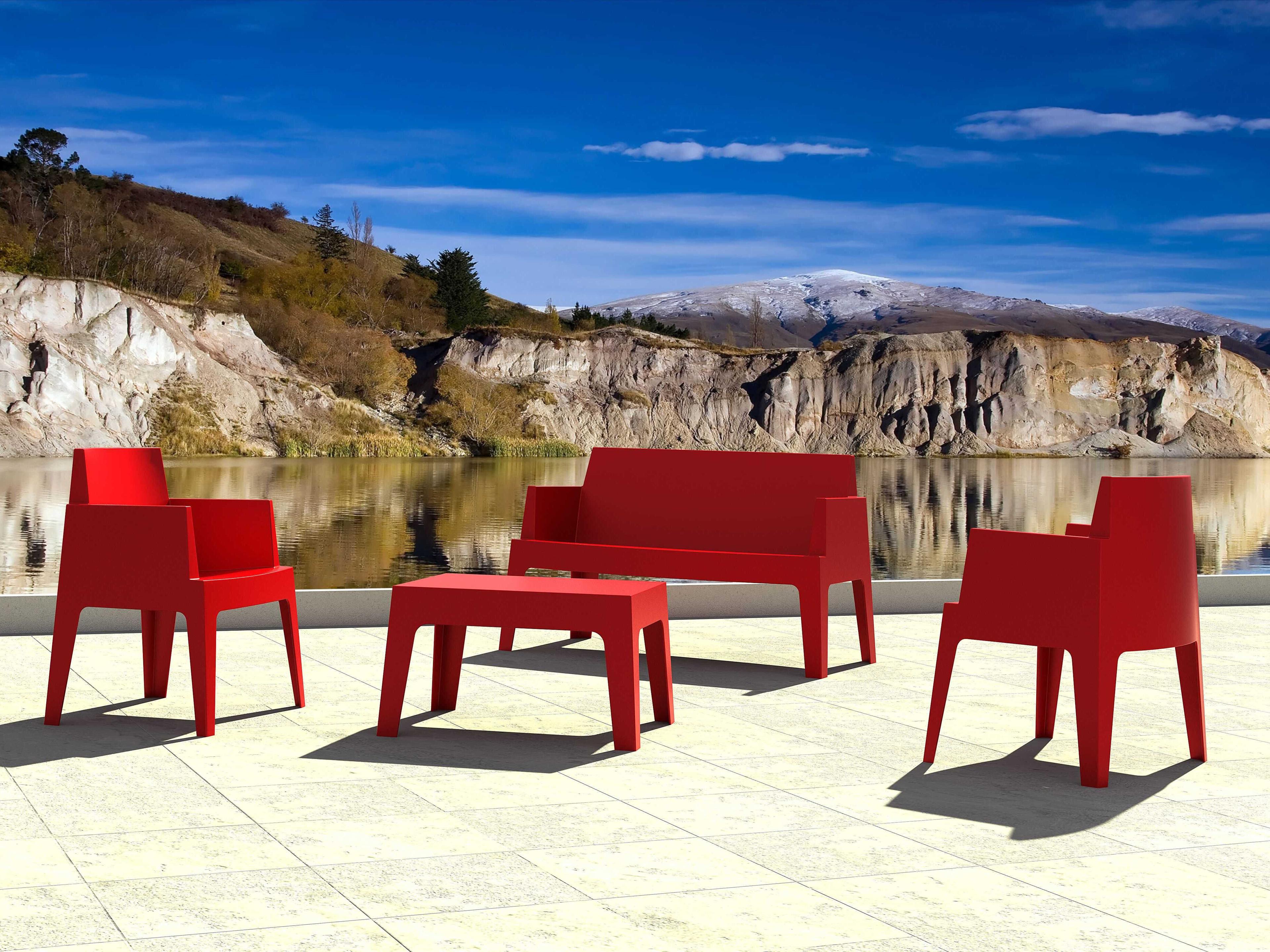 Compamia Box Red Polypropylene Rectangular Coffee Table